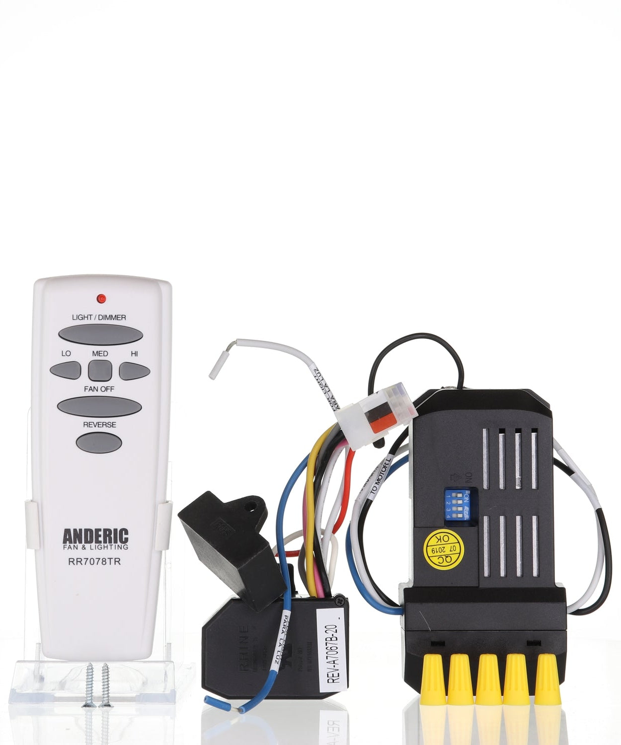 Anderic FAN28RREVKIT Replacement Ceiling Fan Remote Control Kit | Hampton Bay 56" Altura | UC7078T | UC7067FMRX | UC7067REVB Reverse Module