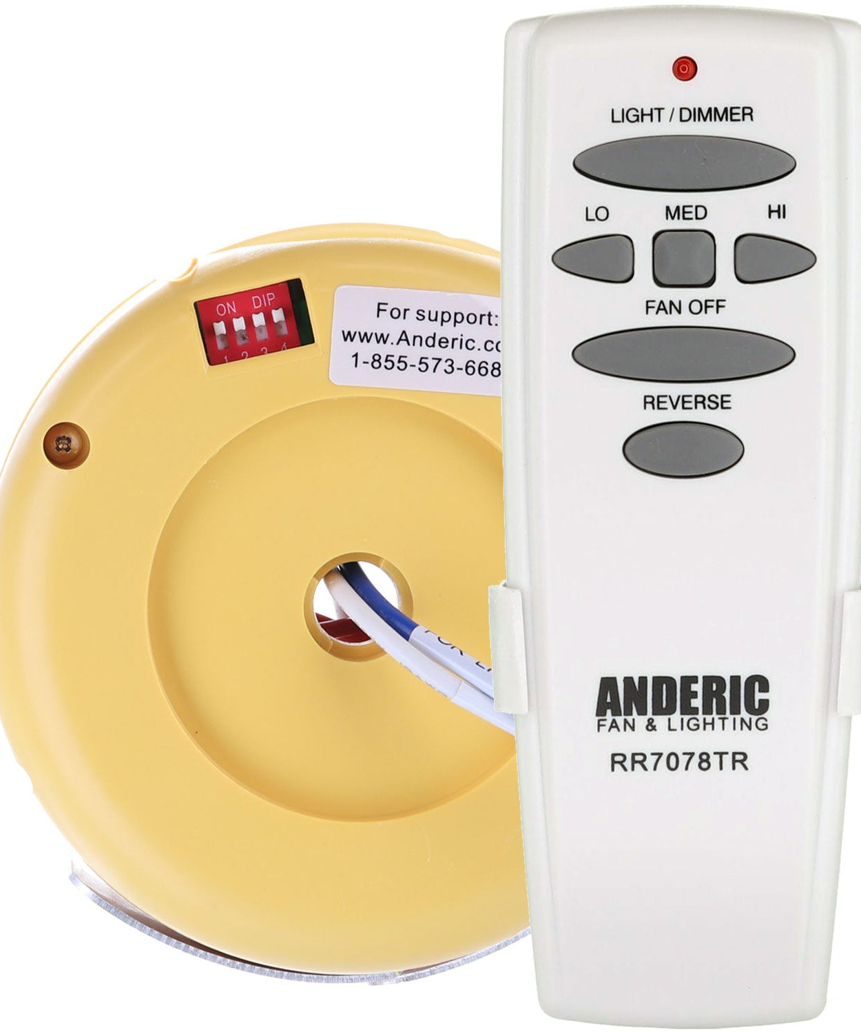 Anderic FAN2R-RR7078TR-KIT Ceiling Fan Remote Control Kit for Hampton Bay, Hunter and others - FAN2R, RR7078TR