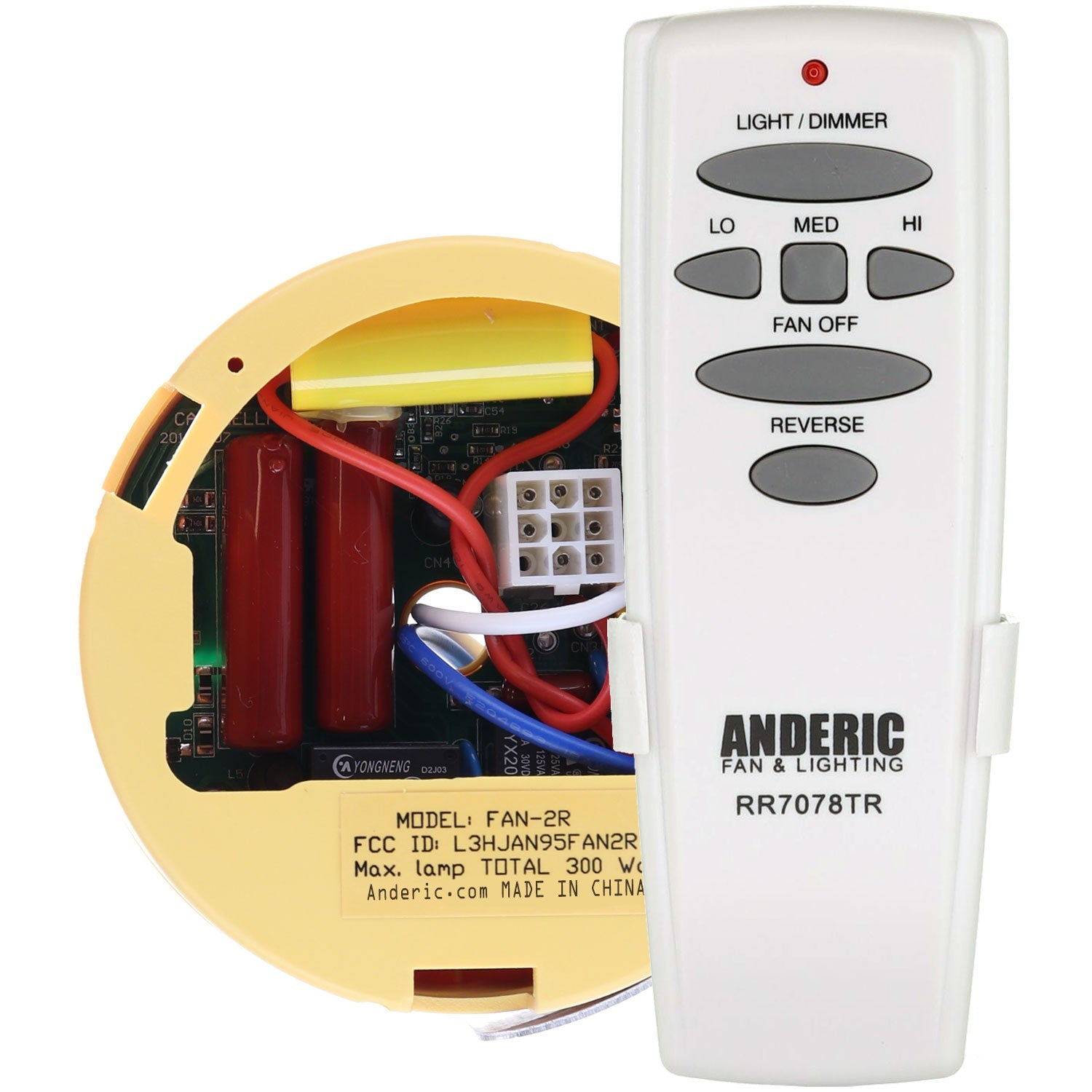 Substitute for Hunter UC7848T/UC7042T IN2TX01 Ceiling Fan Remote Control [FAN2R-RR7078TR-KIT]