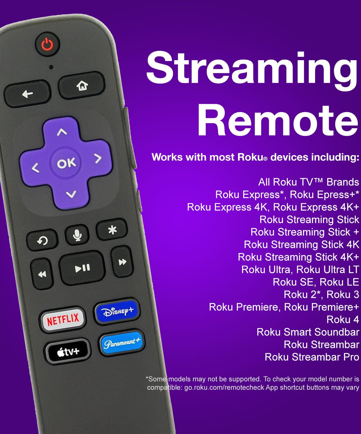 Hisense 75U800GR ROKU TV Remote Control | Voice | RF | Headphone - 75U800GR-REM