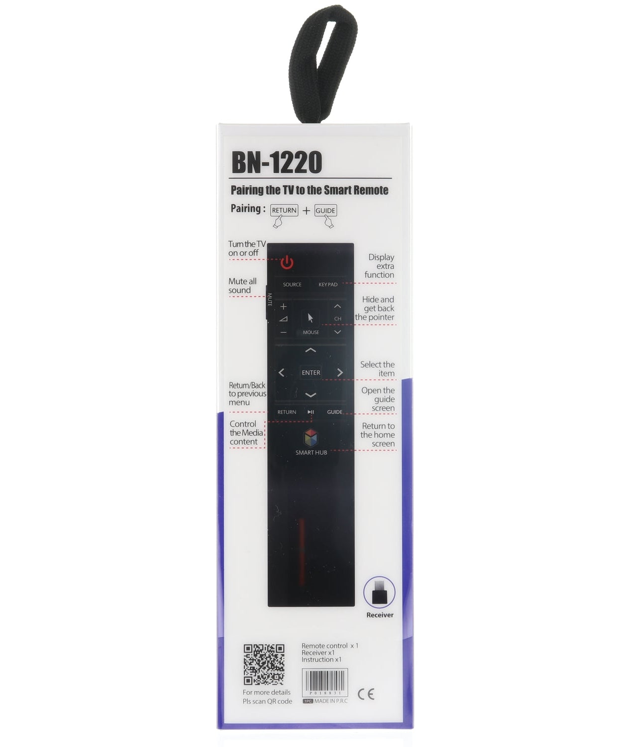 Anderic RR1220E Universal Remote Control for Samsung TV with RF Pointer | BN59-01220E, BN59-01220J, BN59-01220A, BN59-01232A