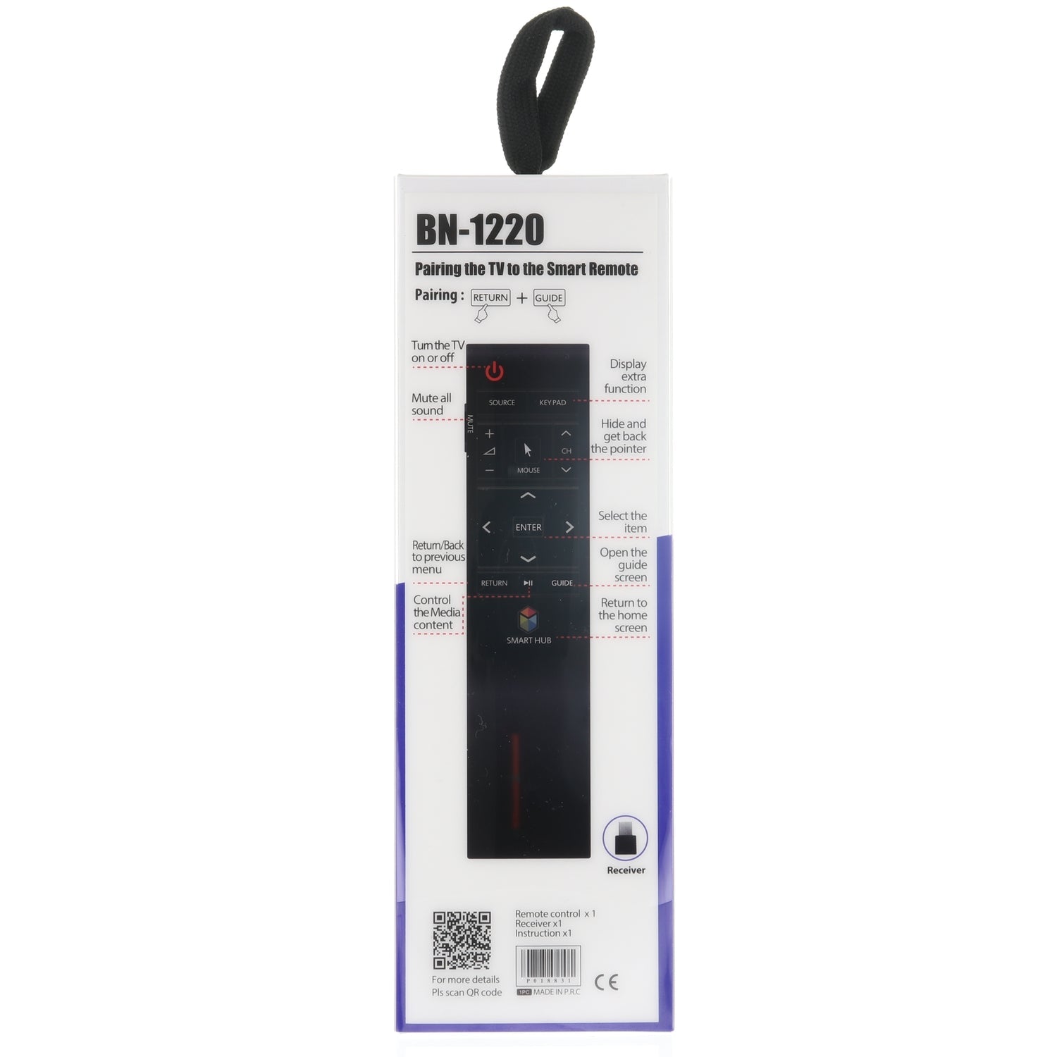 Anderic RR1220E Universal Remote Control for Samsung TV with RF Pointer | BN59-01220E, BN59-01220J, BN59-01220A, BN59-01232A