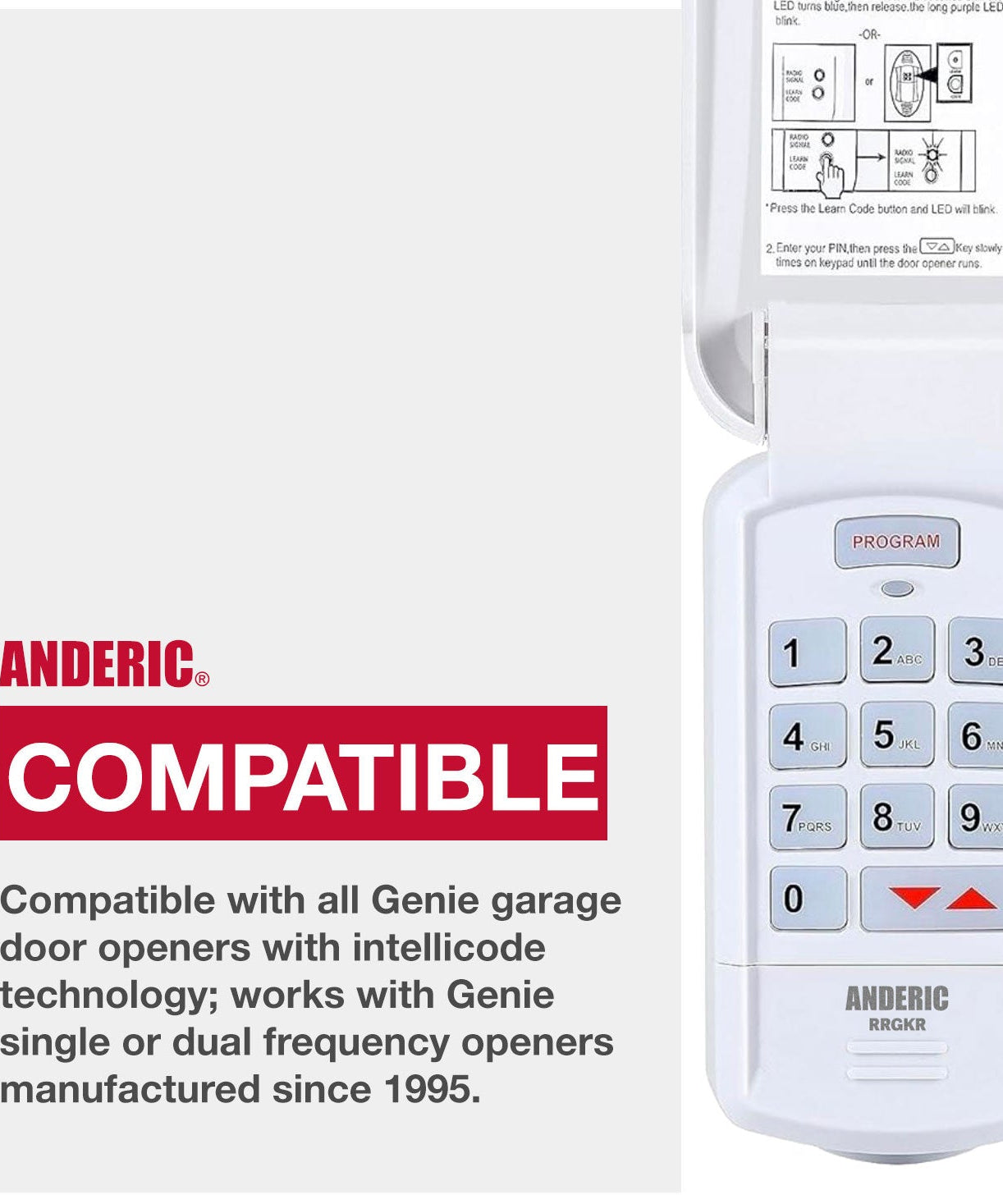 Anderic GK-R Replacement Keypad Garage Door Opener Remote Control for Genie Intellicode
