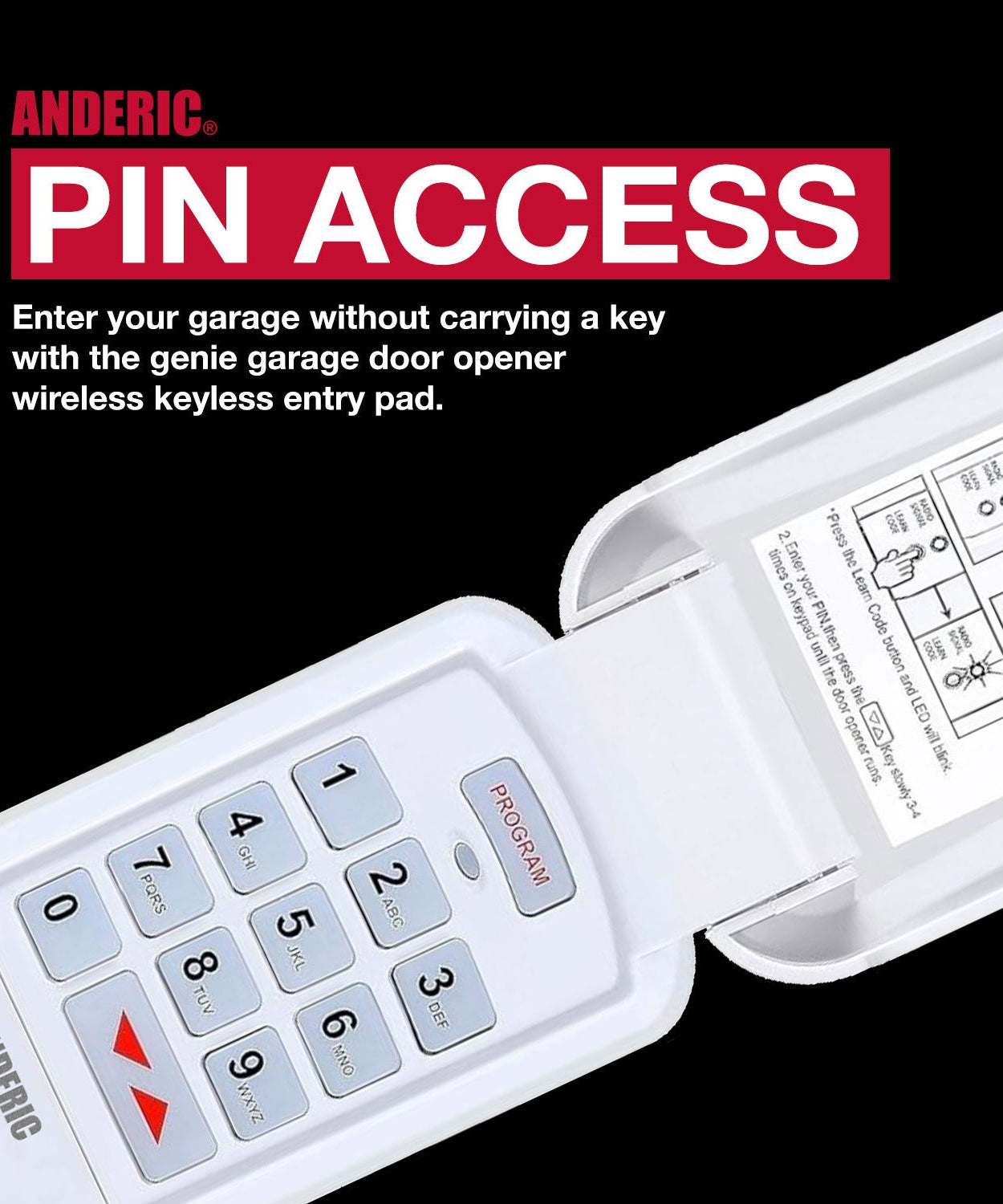 Anderic GK-R Replacement Keypad Garage Door Opener Remote Control for Genie Intellicode
