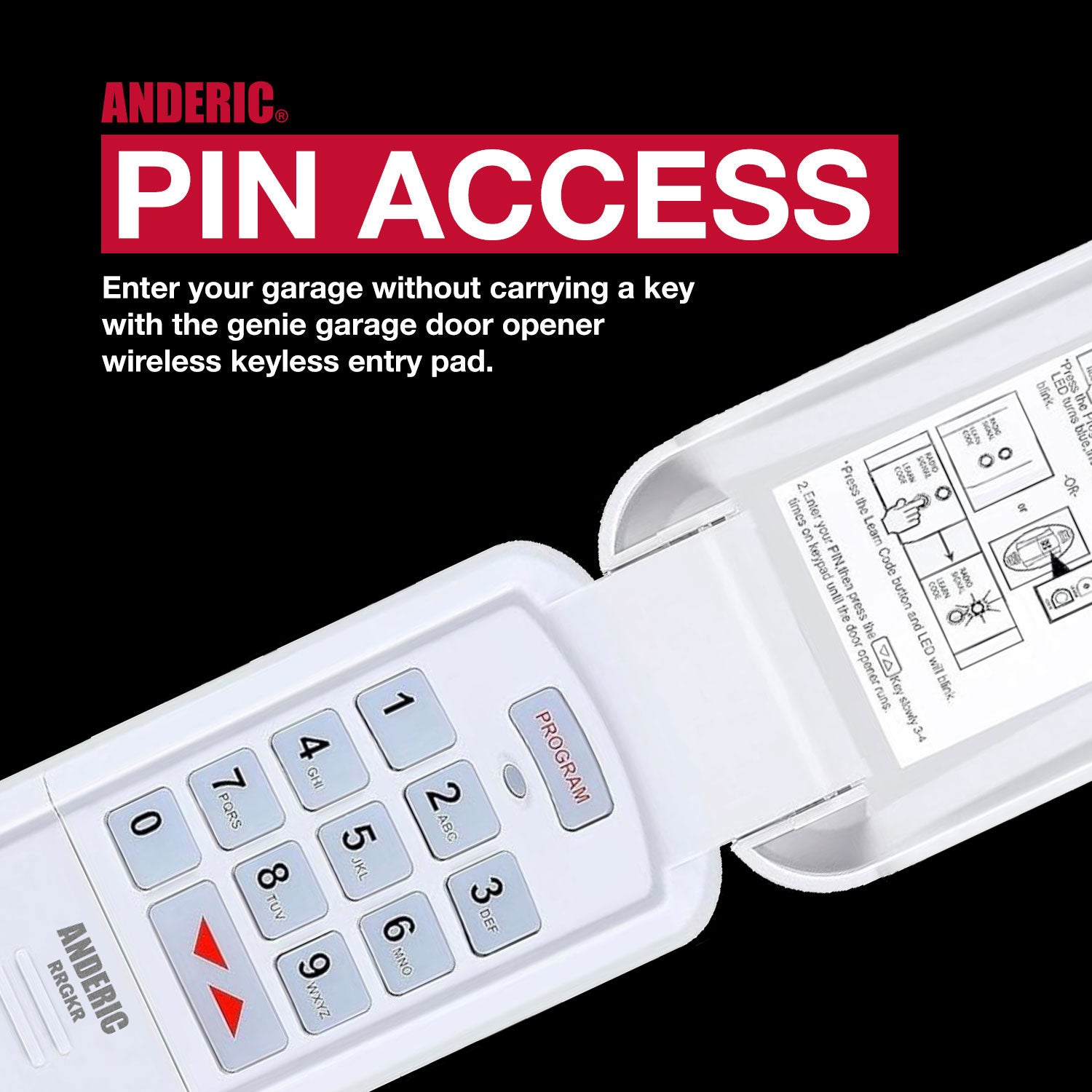 Anderic GK-R Replacement Keypad Garage Door Opener Remote Control for Genie Intellicode