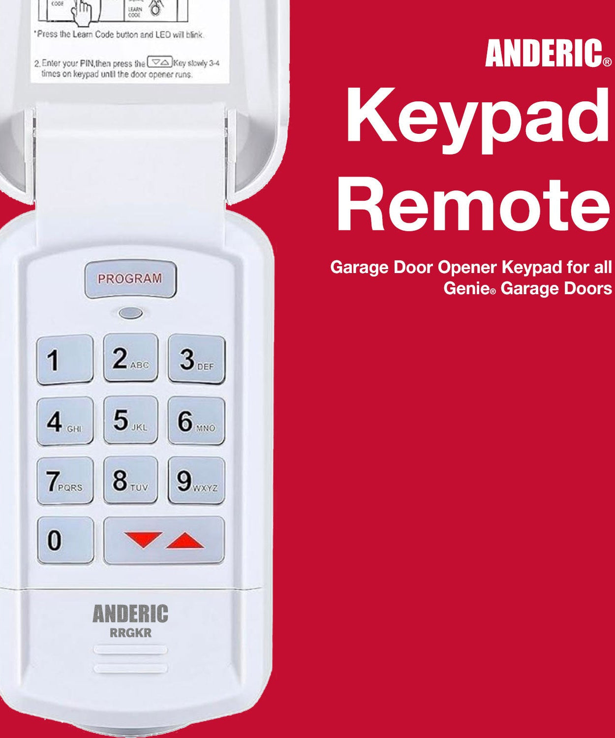 Anderic GK-R Replacement Keypad Garage Door Opener Remote Control for Genie Intellicode