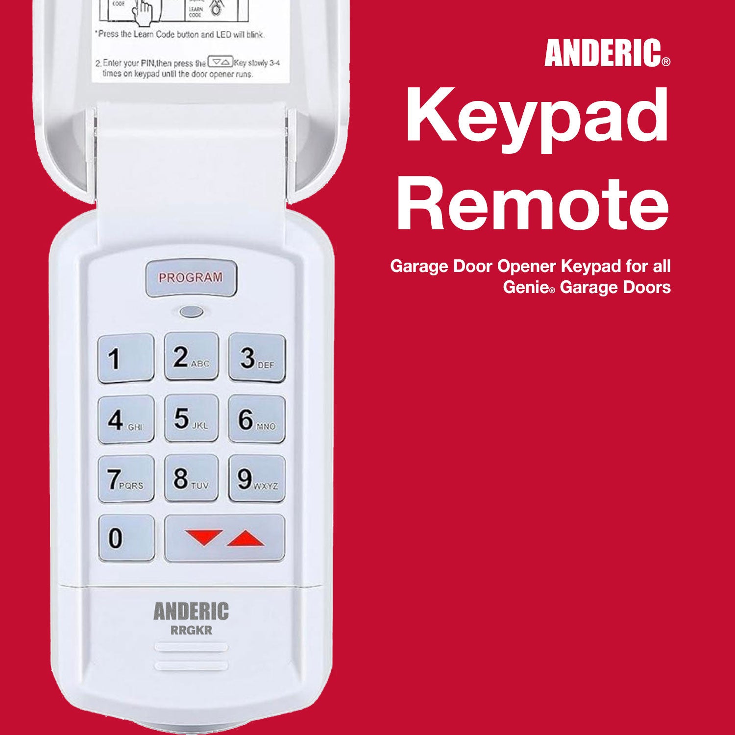 Anderic GK-R Replacement Keypad Garage Door Opener Remote Control for Genie Intellicode