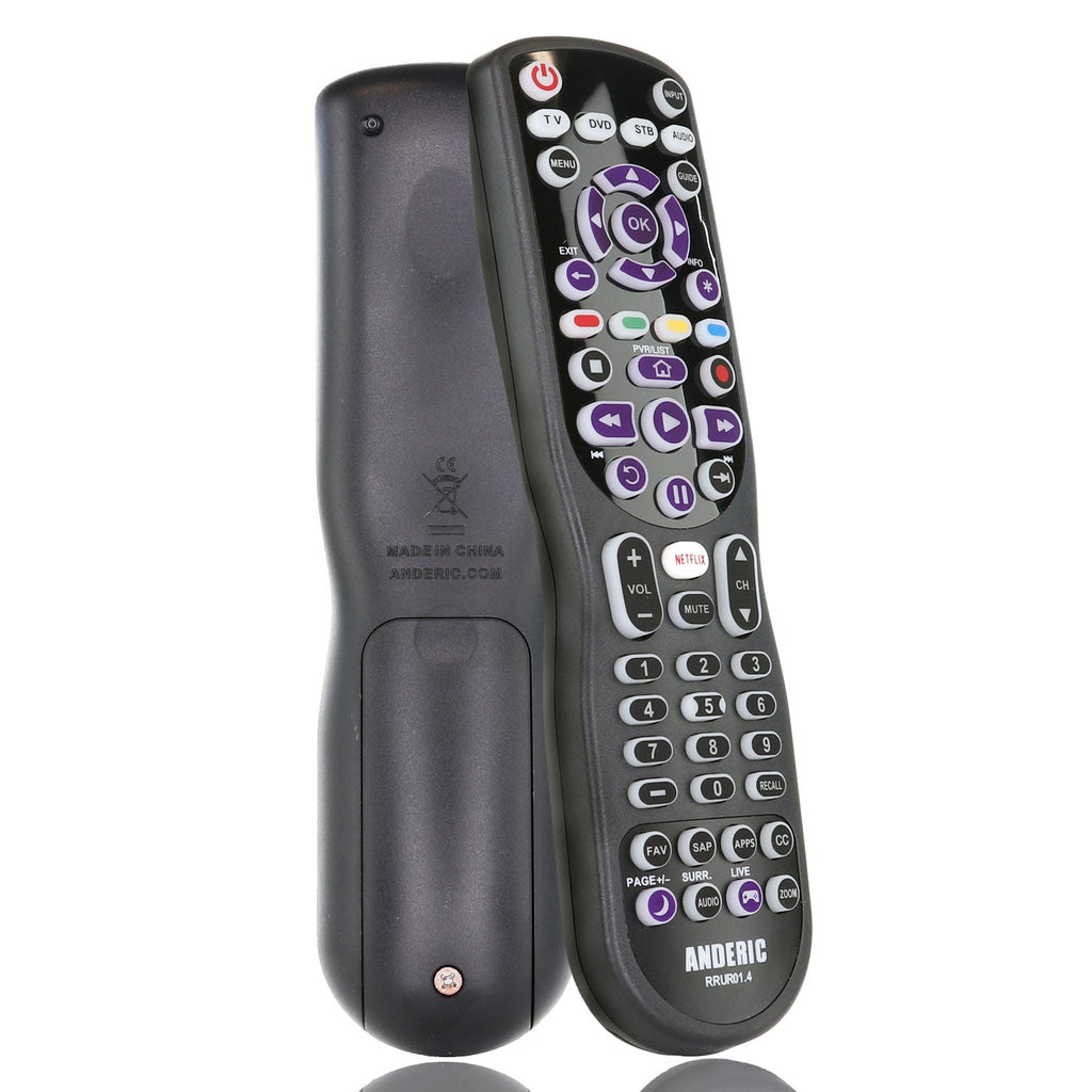 Anderic RRUR01.8 4-Device Universal Remote Control for Roku Streaming Players & Roku TV's with Backlighting, Learning, and Macro