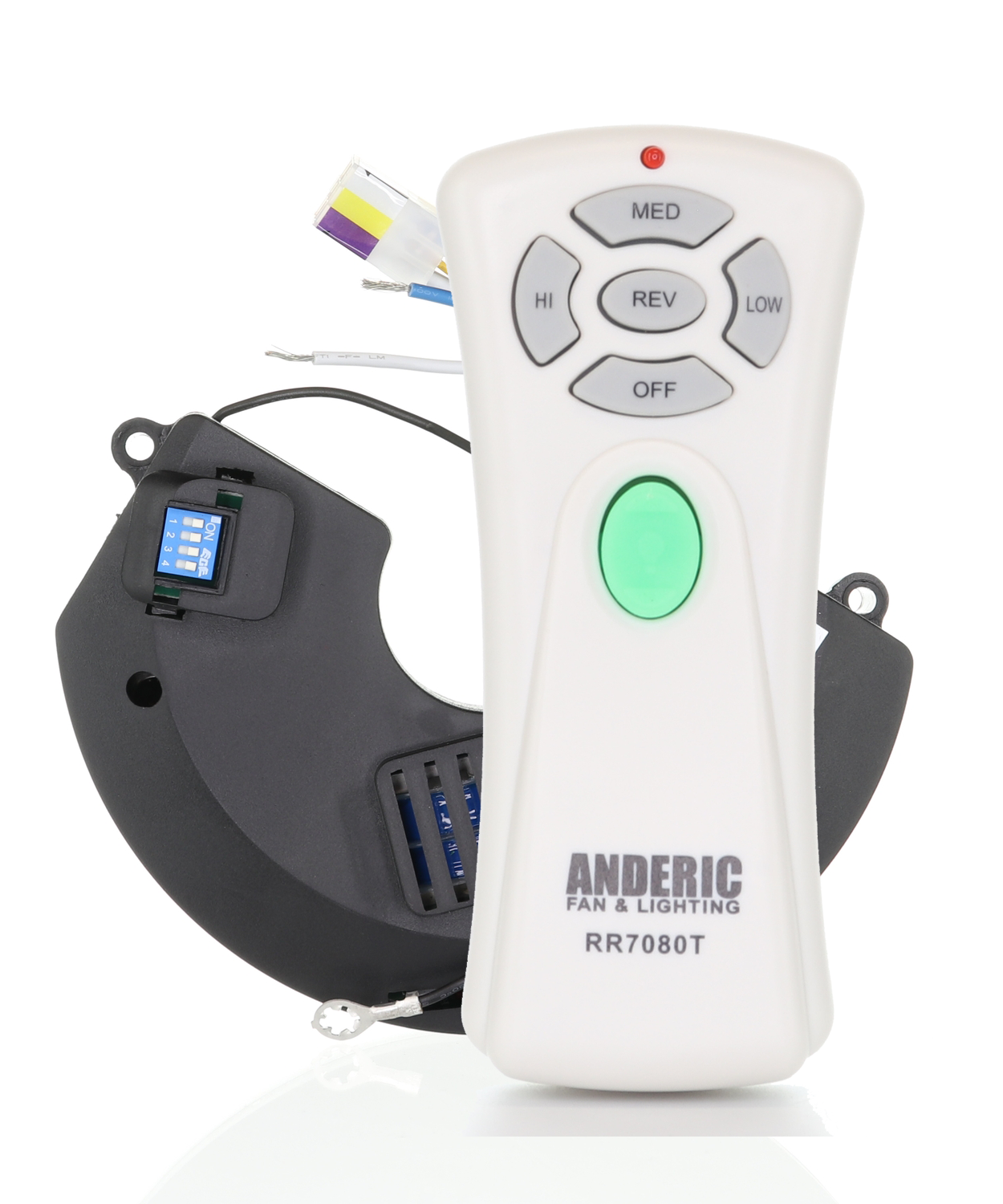 Anderic RR7080T AND UC7058GM for Hampton Bay Miramar 60 in. Ceiling Fan Remote Control with Receiver Kit - RR7080T/UC7058GM