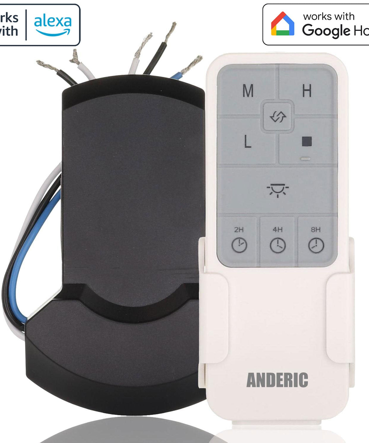 Anderic UC7235T4 Universal Smart WIFI Ceiling Fan Receiver & Remote Control Kit - Works with Google Home & Alexa