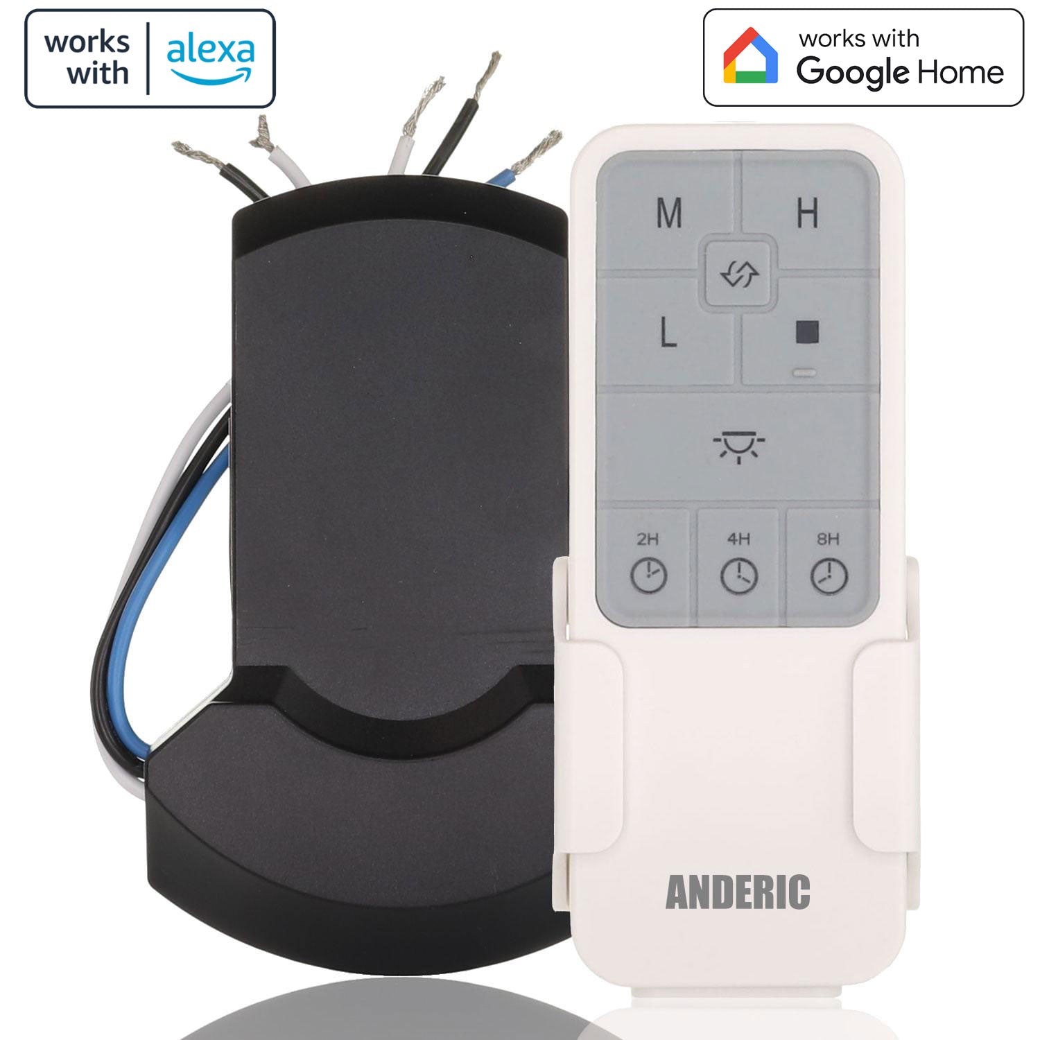 Anderic UC7235T4 Universal Smart WIFI Ceiling Fan Receiver & Remote Control Kit - Works with Google Home & Alexa