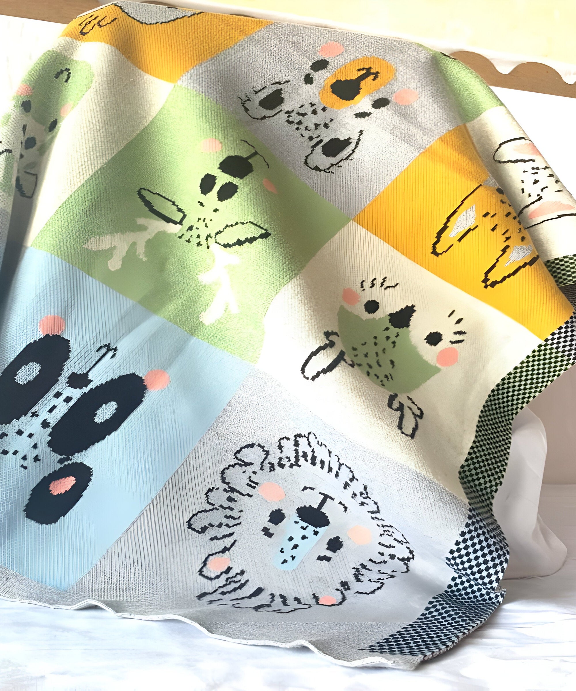 Animals In Boxes Multi Knitted Cotton Baby Blanket