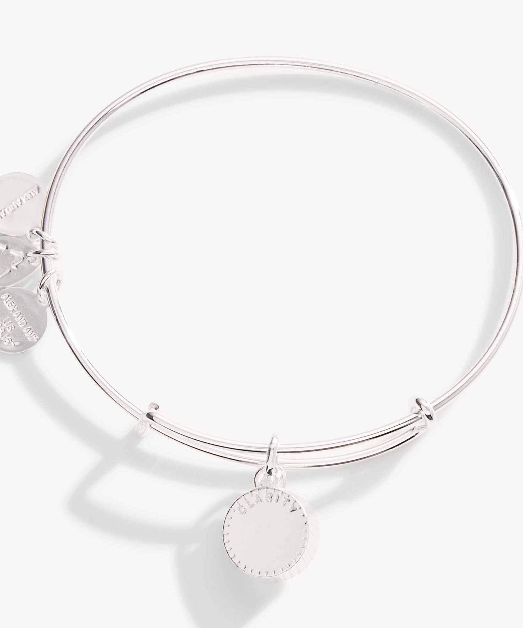 April Clear Crystal Birthstone Charm Bangle