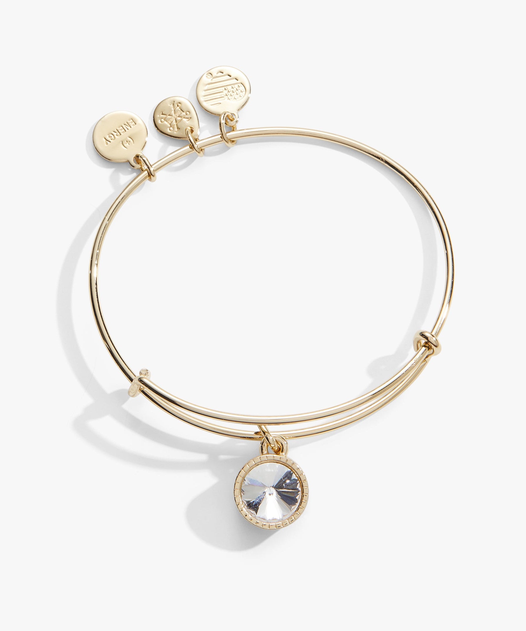 April Clear Crystal Birthstone Charm Bangle