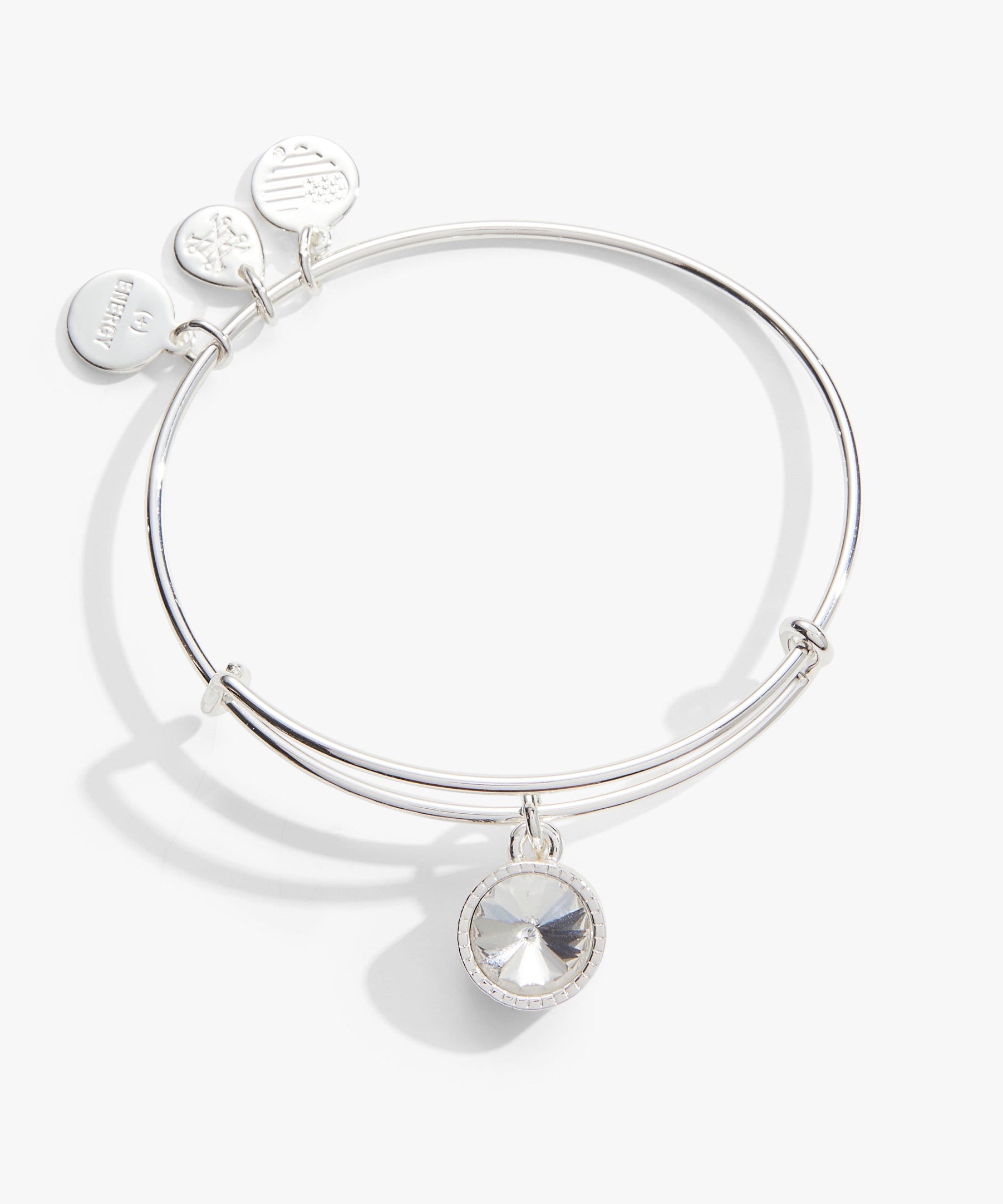 April Clear Crystal Birthstone Charm Bangle