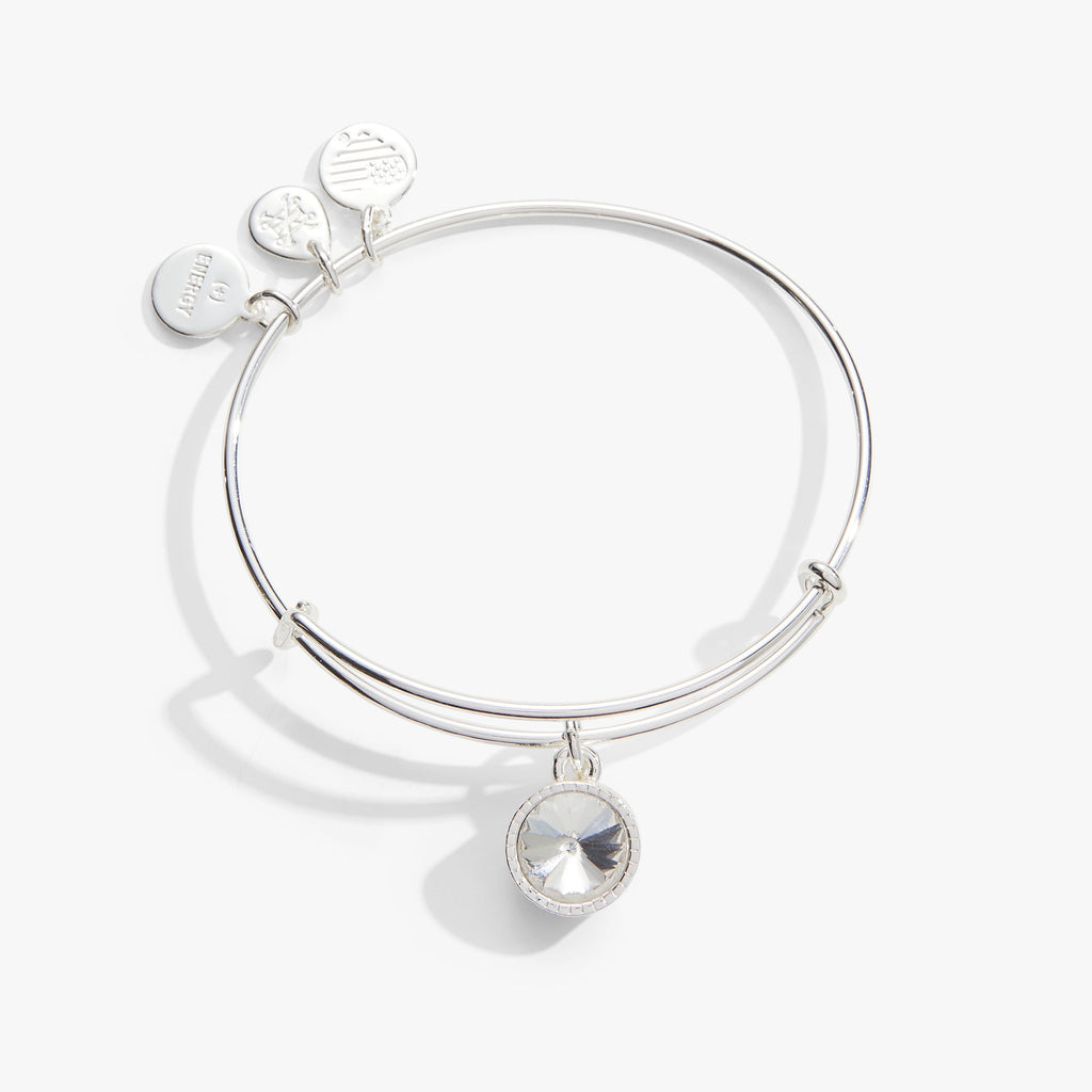 April Clear Crystal Birthstone Charm Bangle