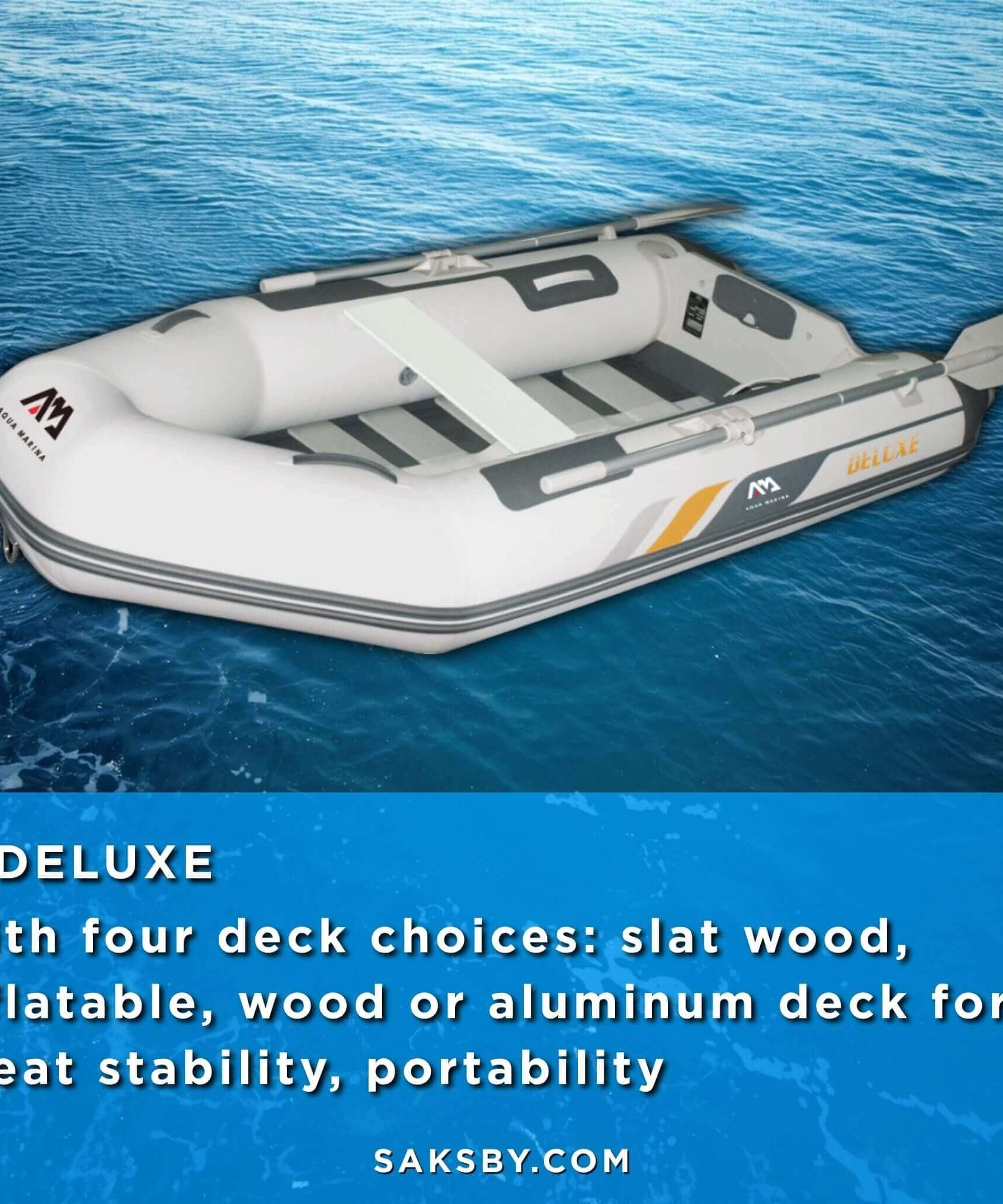 Aqua Marina A-Deluxe 8FT 4-Person Inflatable Speed Boat With Comfortable Rowing Seat And Adjustable Center Feet [BT-88850AL] (SAK20456)