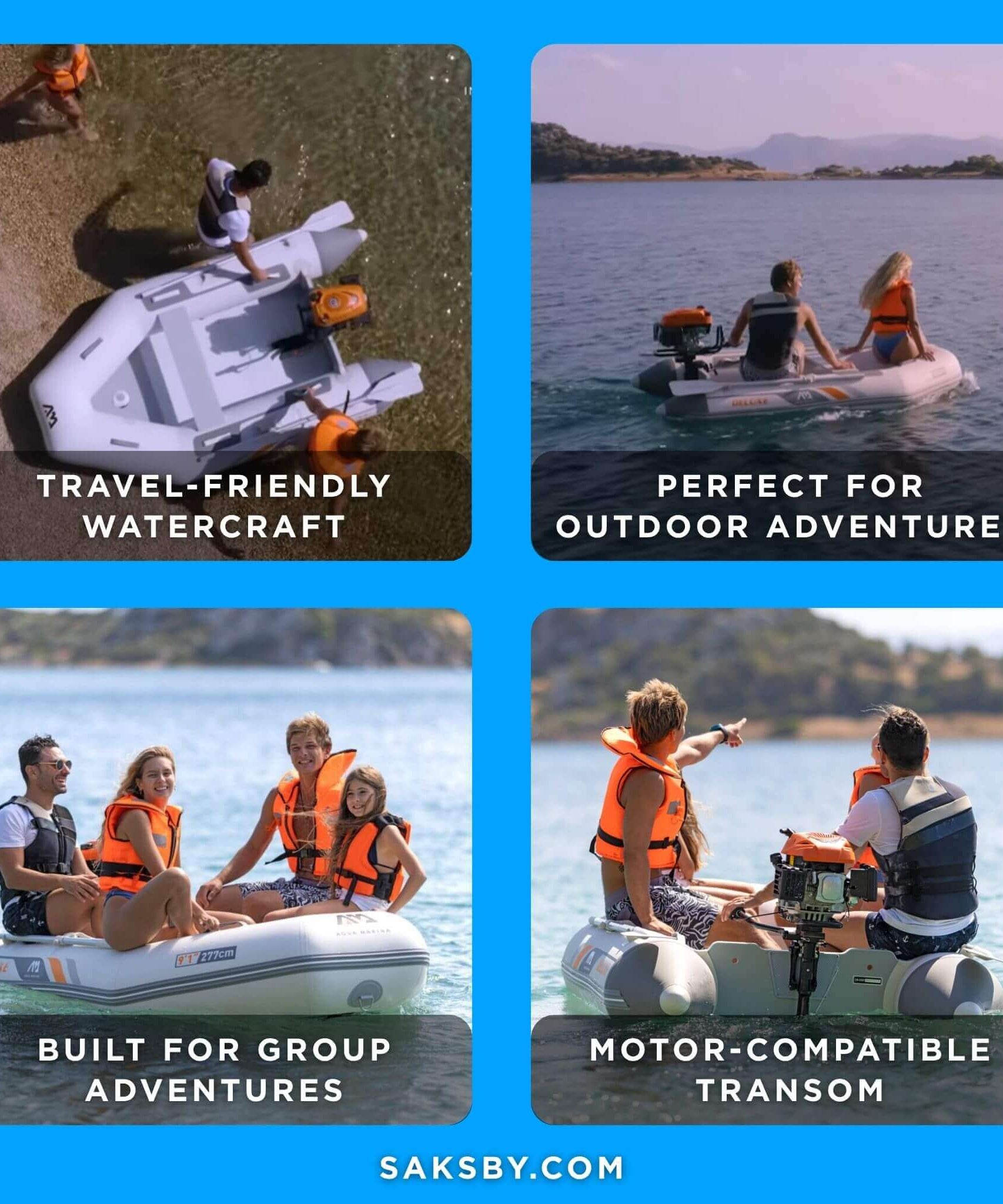 Aqua Marina A-Deluxe 8FT 4-Person Inflatable Speed Boat With Comfortable Rowing Seat And Adjustable Center Feet [BT-88850AL] (SAK20456)