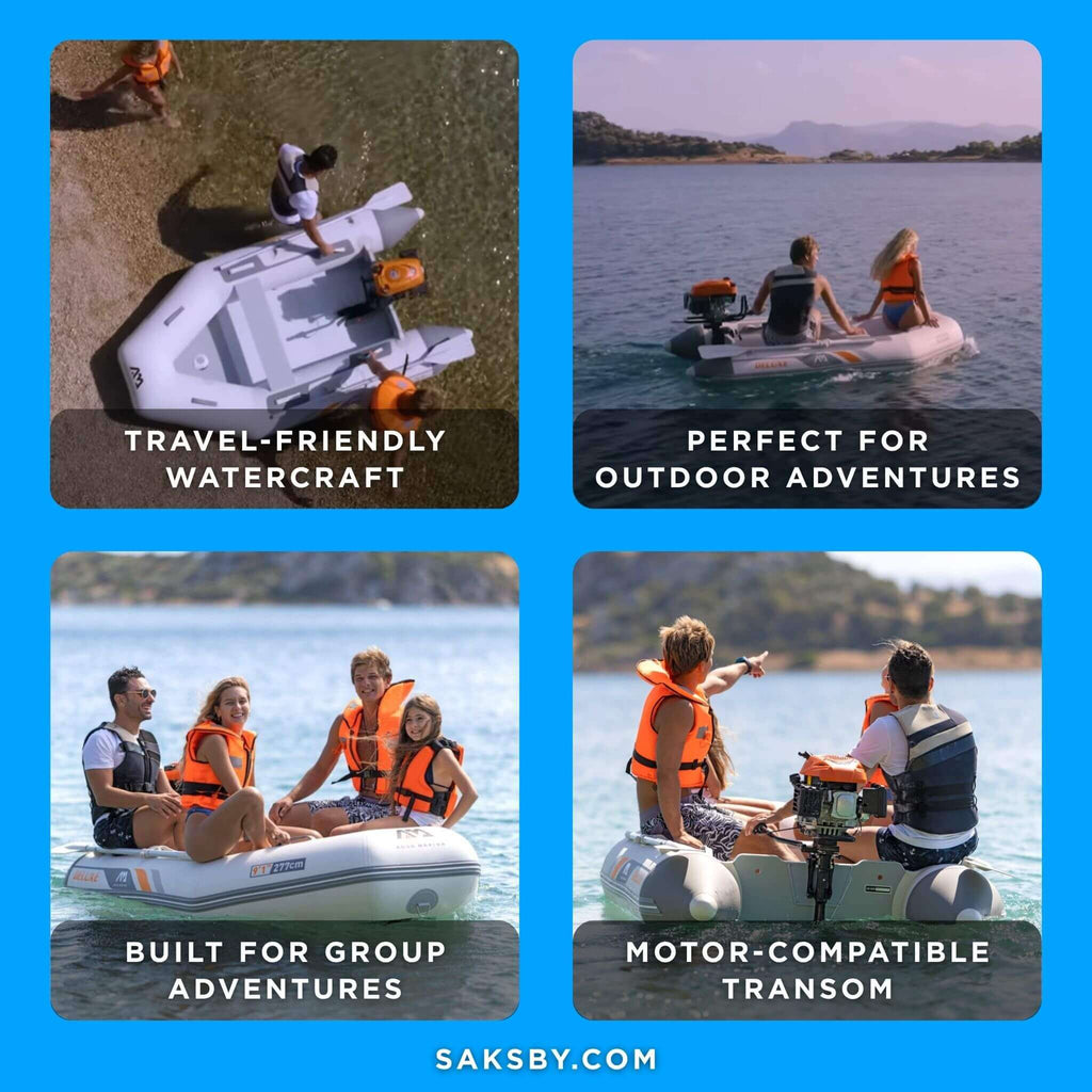 Aqua Marina A-Deluxe 8FT 4-Person Inflatable Speed Boat With Comfortable Rowing Seat And Adjustable Center Feet [BT-88850AL] (SAK20456)