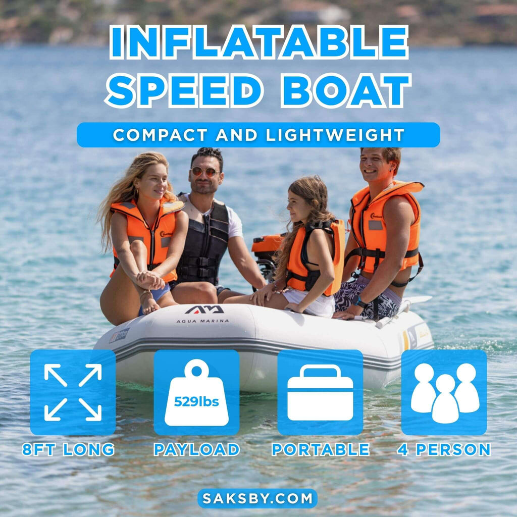 Aqua Marina A-Deluxe 8FT 4-Person Inflatable Speed Boat With Comfortable Rowing Seat And Adjustable Center Feet [BT-88850AL] (SAK20456)
