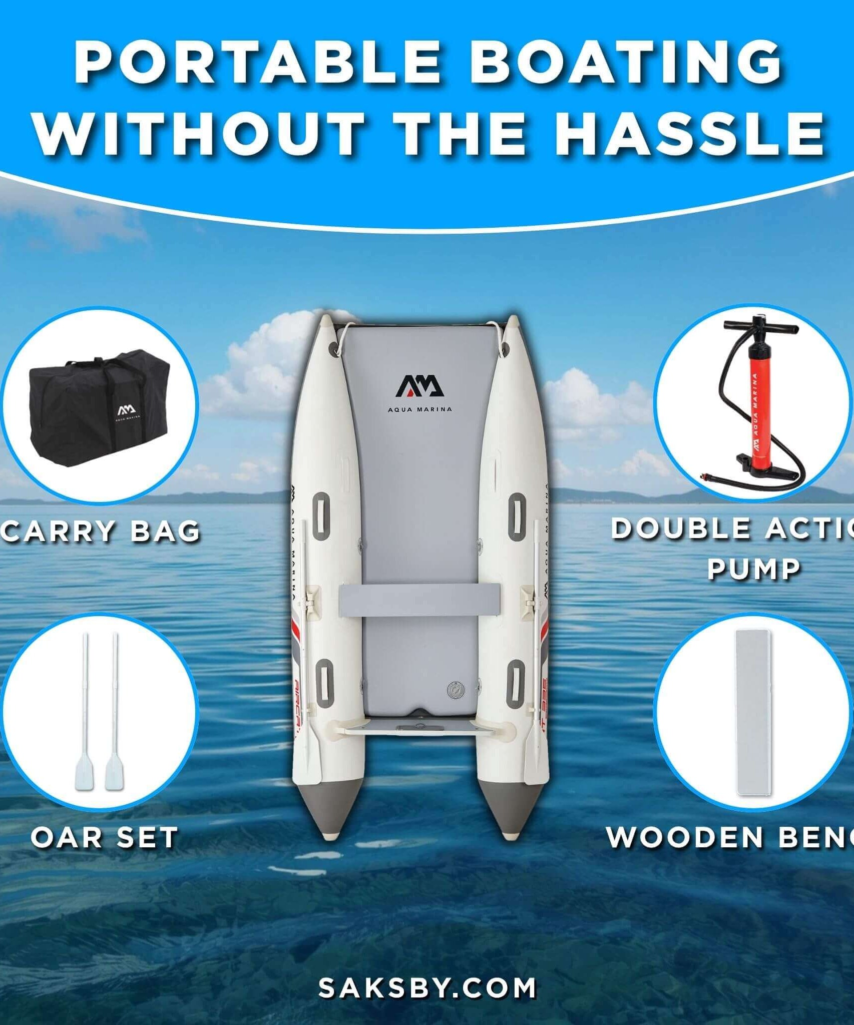 Aqua Marina Aircat 11FT 5-Person High-Speed Inflatable Catamaran With DWF Air Deck [BT-AC335] (SAK10650)