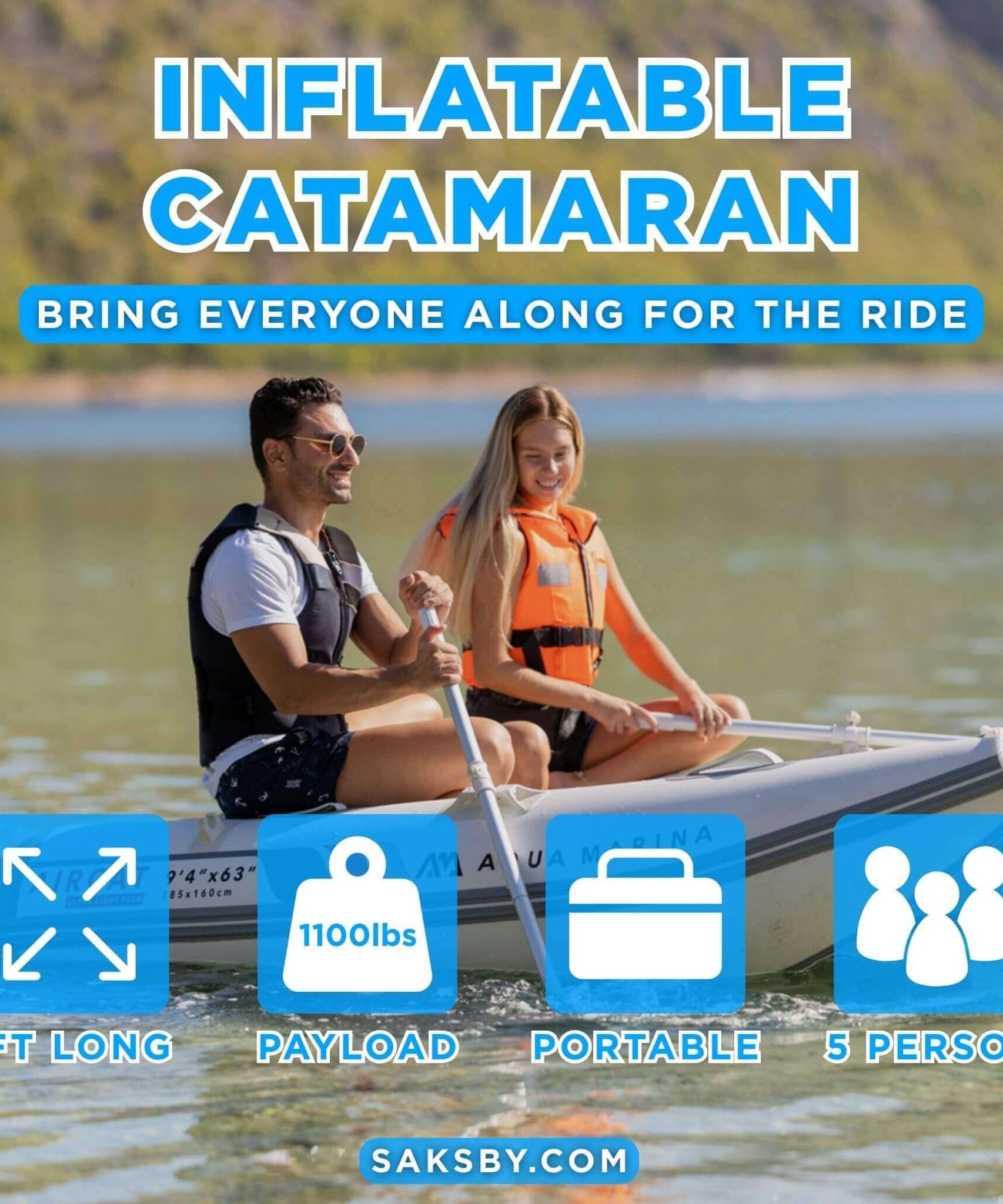 Aqua Marina Aircat 11FT 5-Person High-Speed Inflatable Catamaran With DWF Air Deck [BT-AC335] (SAK10650)