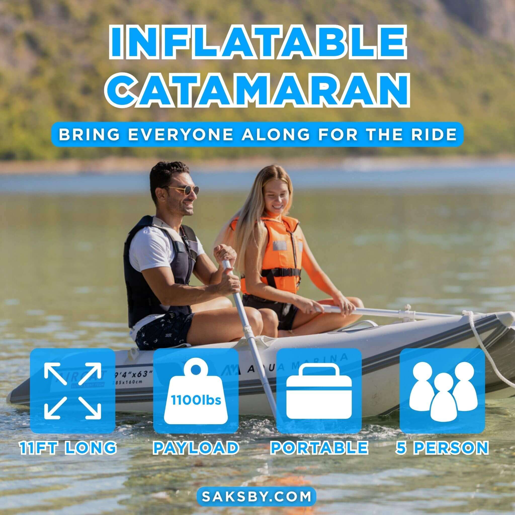 Aqua Marina Aircat 11FT 5-Person High-Speed Inflatable Catamaran With DWF Air Deck [BT-AC335] (SAK10650)