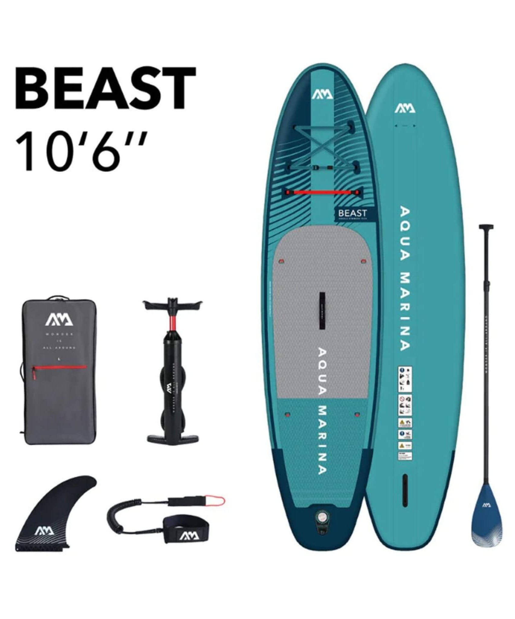 Aqua Marina Beast 10FT Advanced All-Around Inflatable SUP With Carbon Hybrid Paddle [BT-23BEP] (SAK89512)