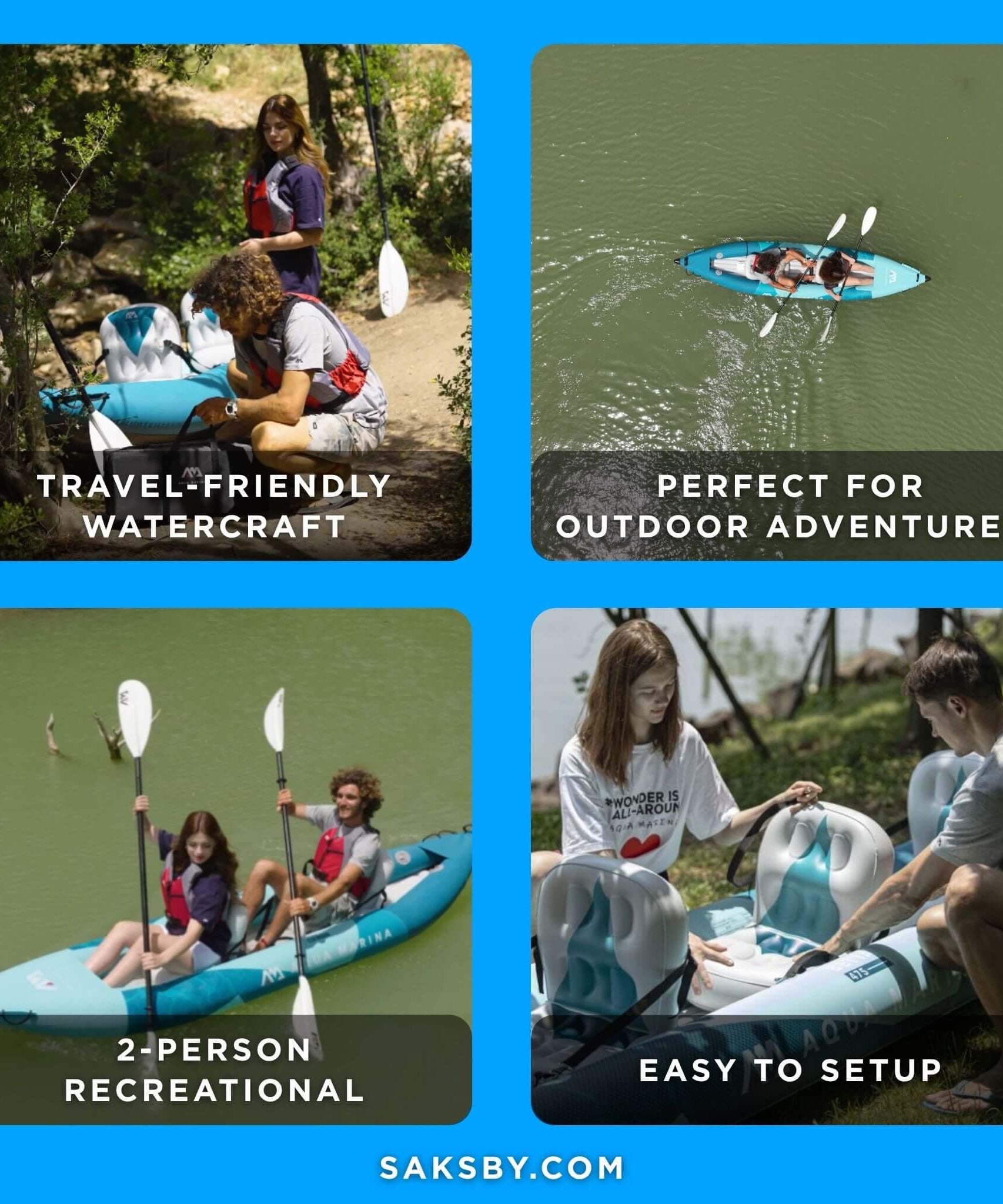 Aqua Marina Betta 14FT 2-Person Inflatable Recreational Kayak With Paddles [BE-412] (SAK01375)