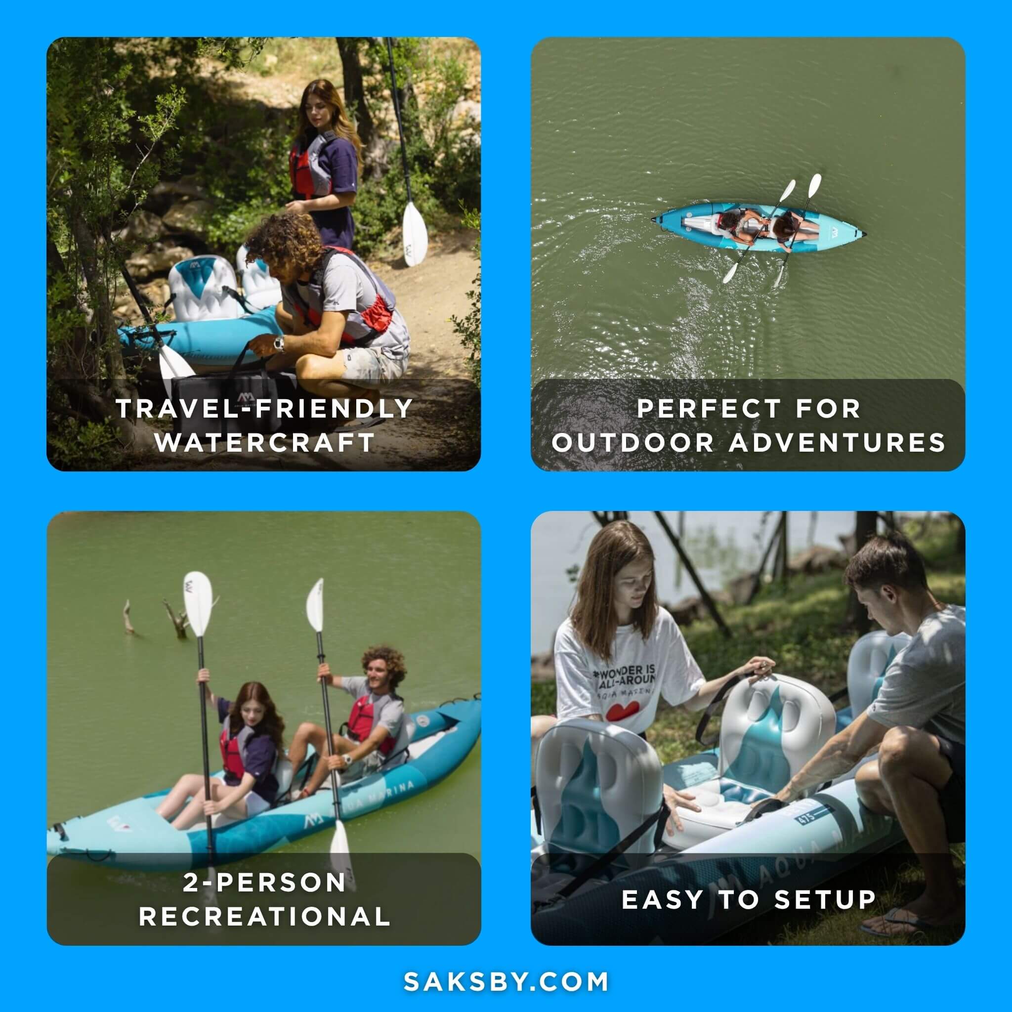 Aqua Marina Betta 14FT 2-Person Inflatable Recreational Kayak With Paddles [BE-412] (SAK01375)