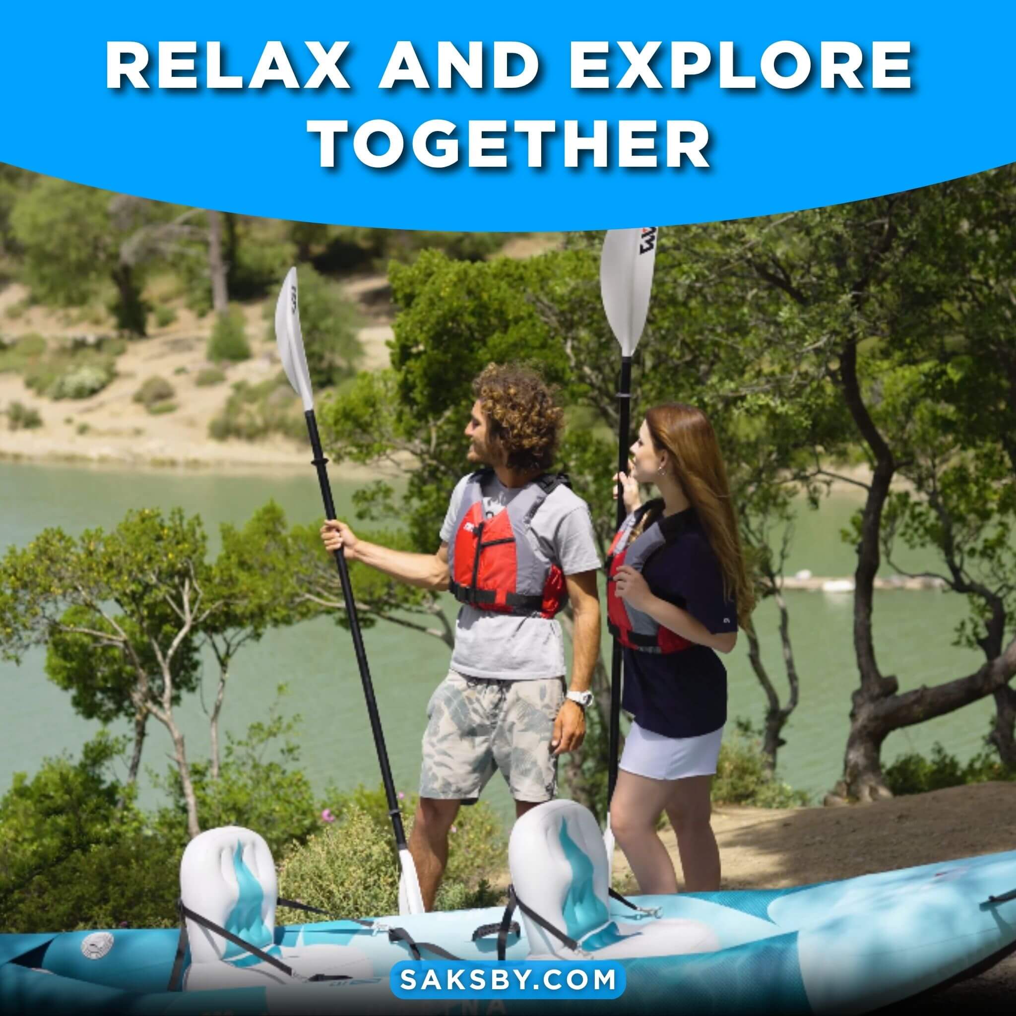 Aqua Marina Betta 14FT 2-Person Inflatable Recreational Kayak With Paddles [BE-412] (SAK01375)