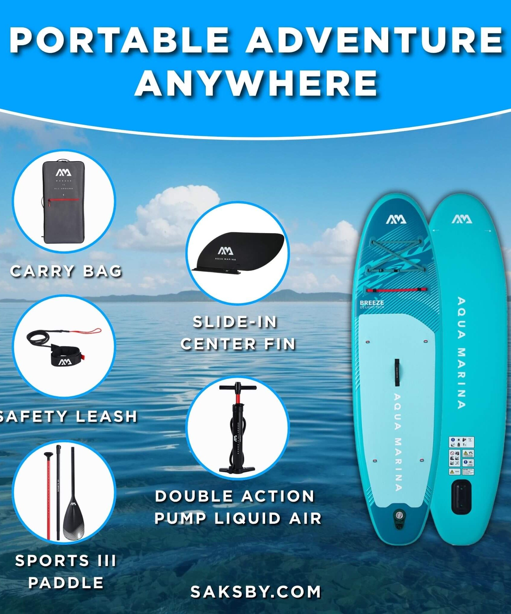 Aqua Marina Breeze 9FT Green Compact Inflatable SUP With Drop Stitch Light Technology [BT-23BRP] (SAK68745)