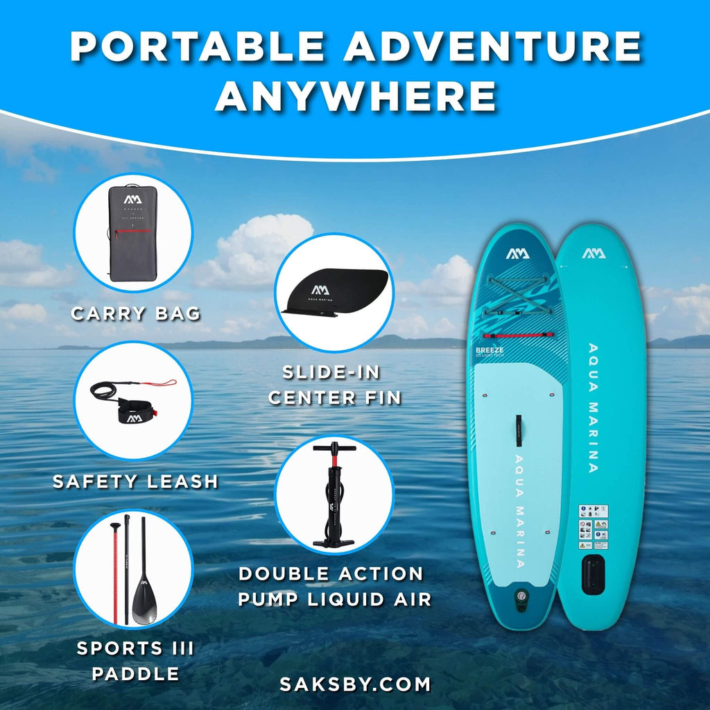 Aqua Marina Breeze 9FT Green Compact Inflatable SUP With Drop Stitch Light Technology [BT-23BRP] (SAK68745)