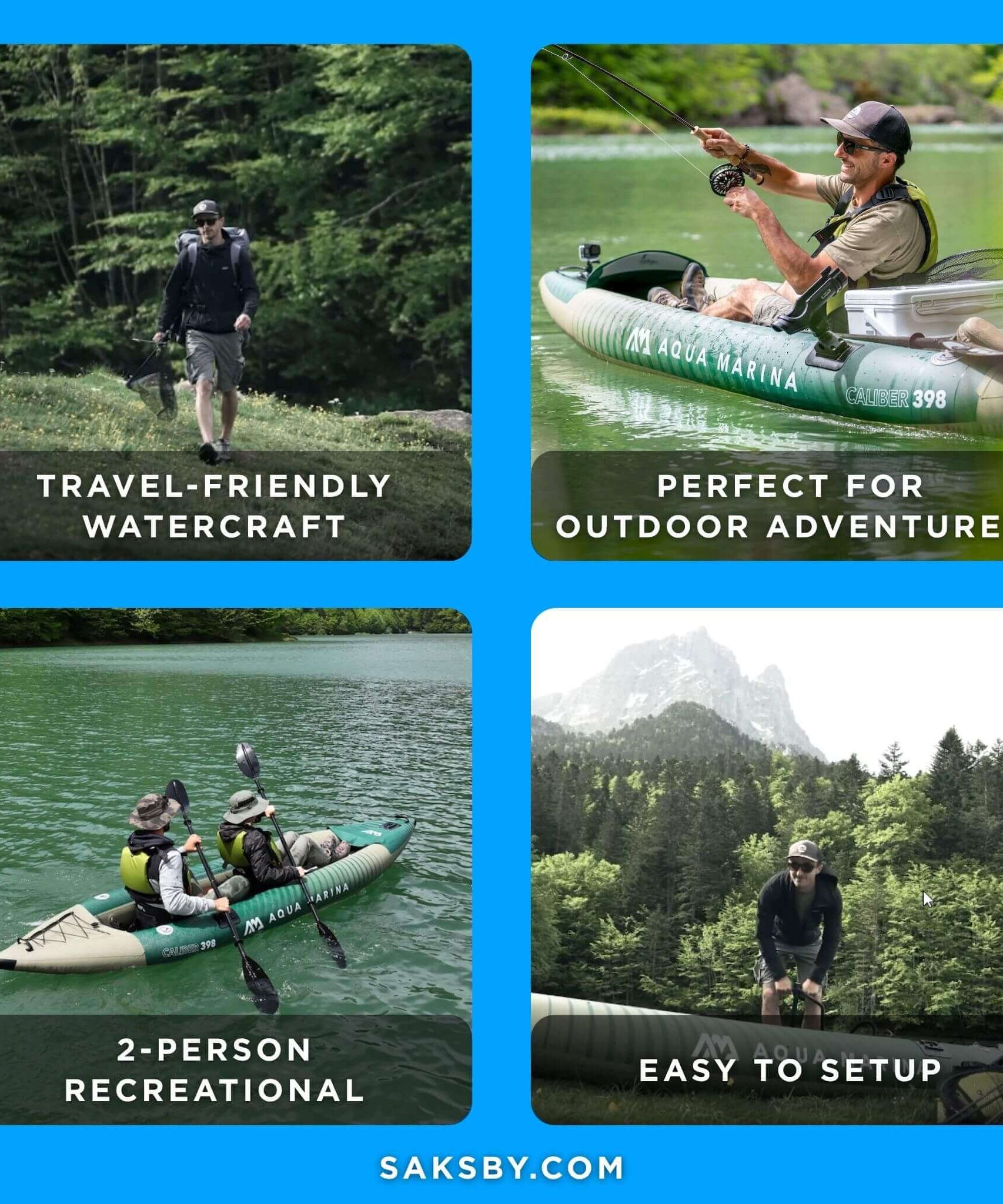 Aqua Marina Caliber 13FT Angling Kayak With Foldable Fishing Seat [Paddle Excluded] [CA-398] (SAK23467)
