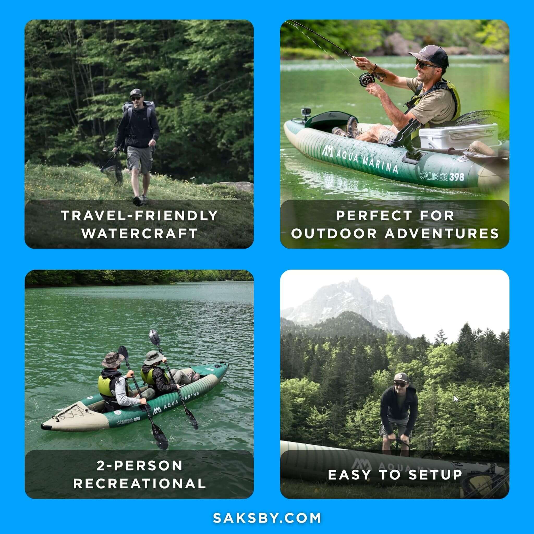 Aqua Marina Caliber 13FT Angling Kayak With Foldable Fishing Seat [Paddle Excluded] [CA-398] (SAK23467)
