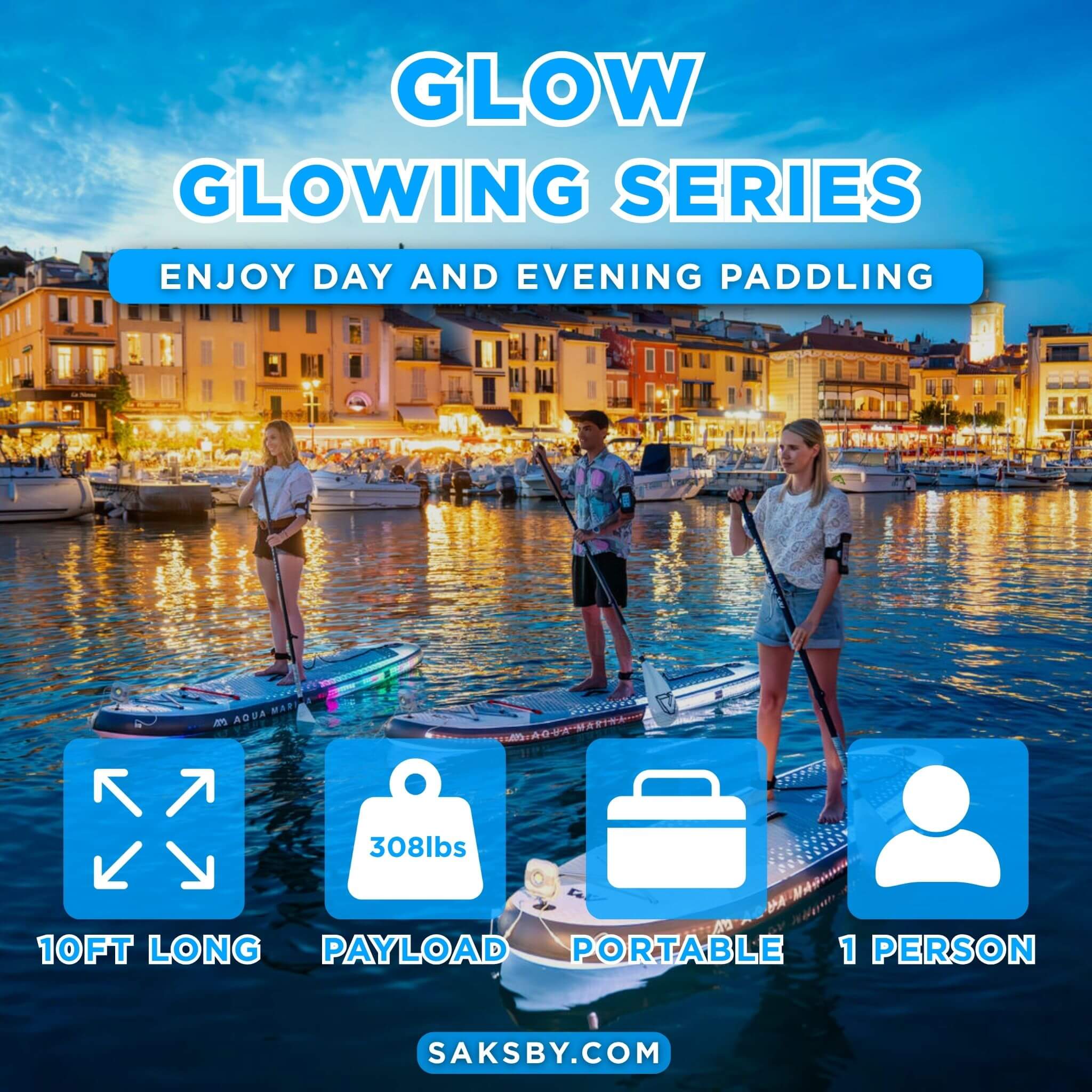 Aqua Marina Glow 10FT All-Around ISUP With Ambient Light System And Safety Leash [BT-24GL] (SAK48269)
