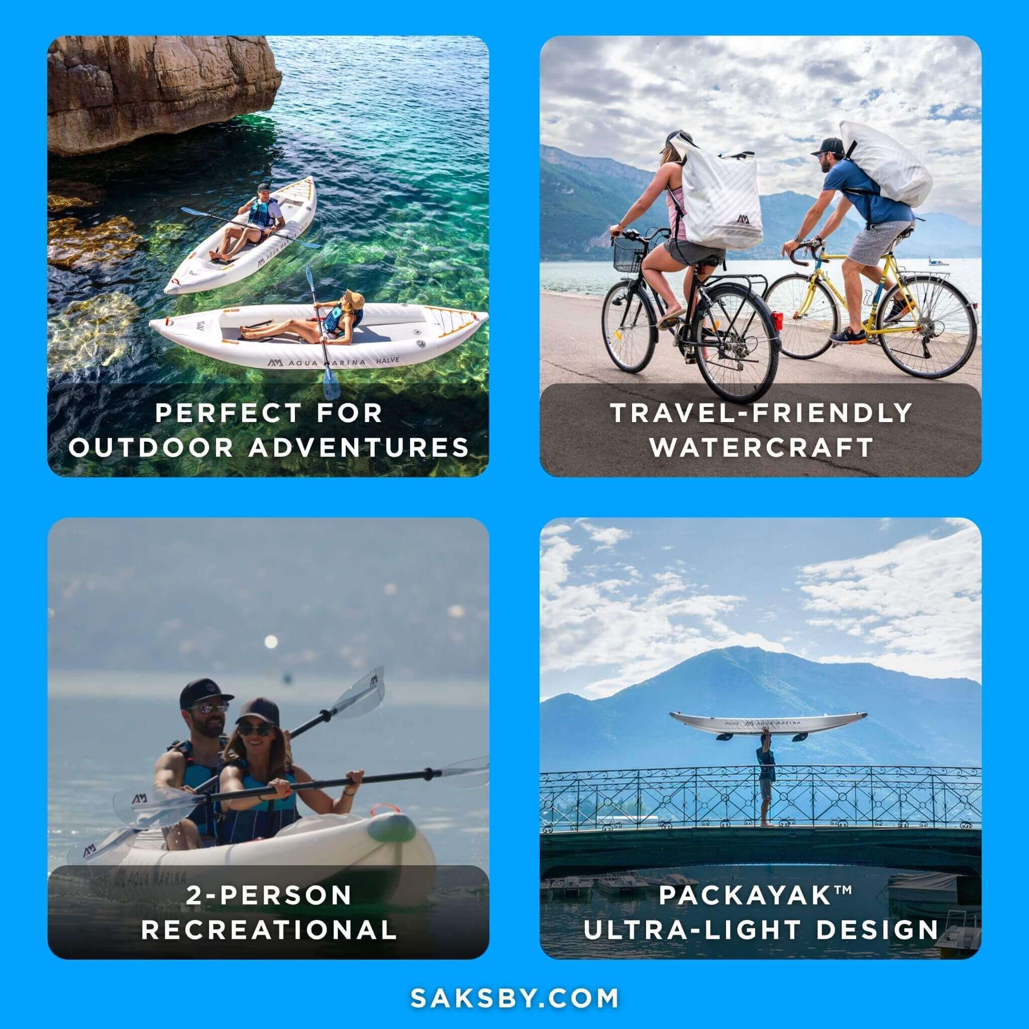 Aqua Marina Halve Ultra-Light Packayak™ 2-Person Kayak With DWF Deck [Paddle Excluded] [HA-398] (SAK41876)