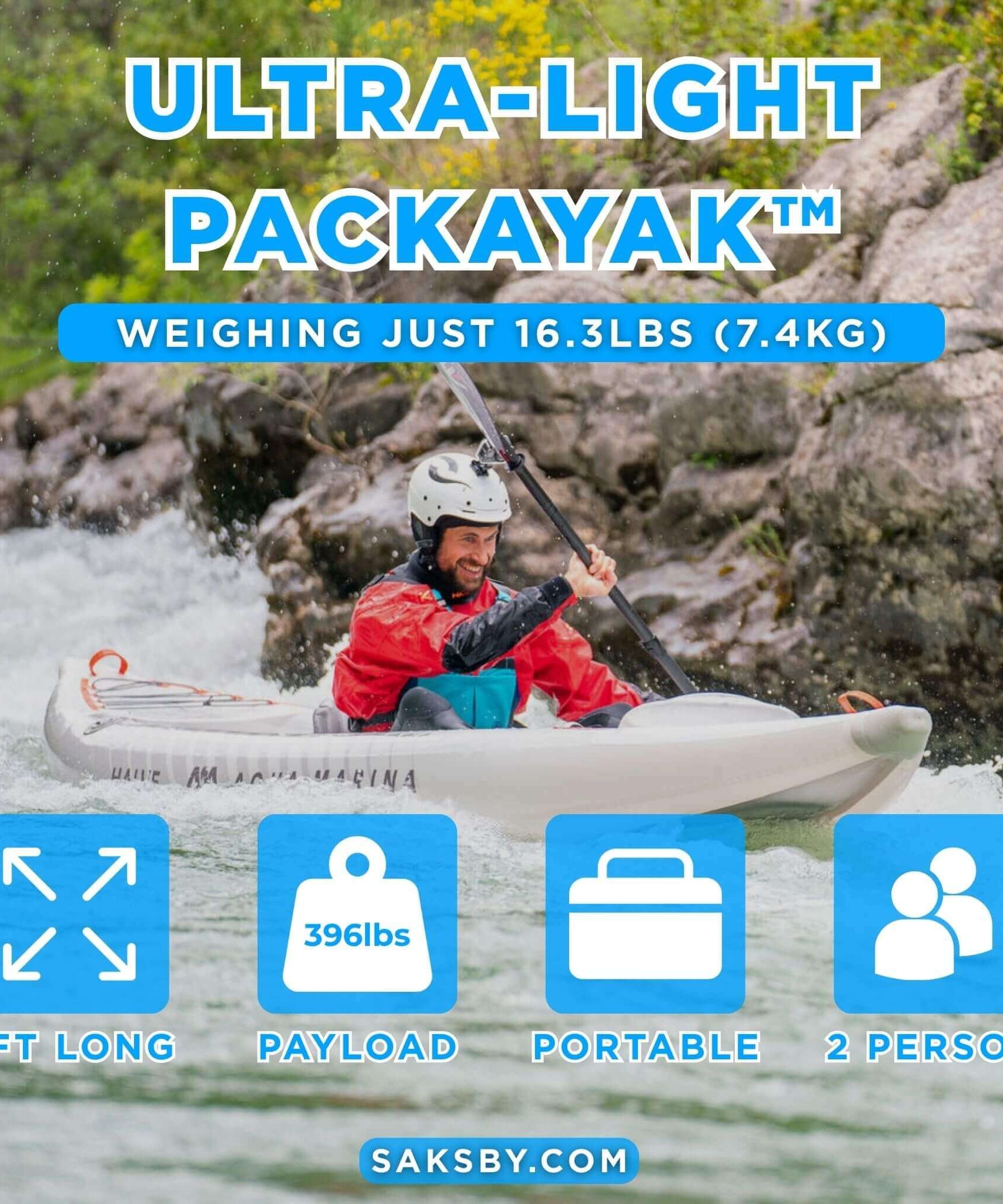 Aqua Marina Halve Ultra-Light Packayak™ 2-Person Kayak With DWF Deck [Paddle Excluded] [HA-398] (SAK41876)