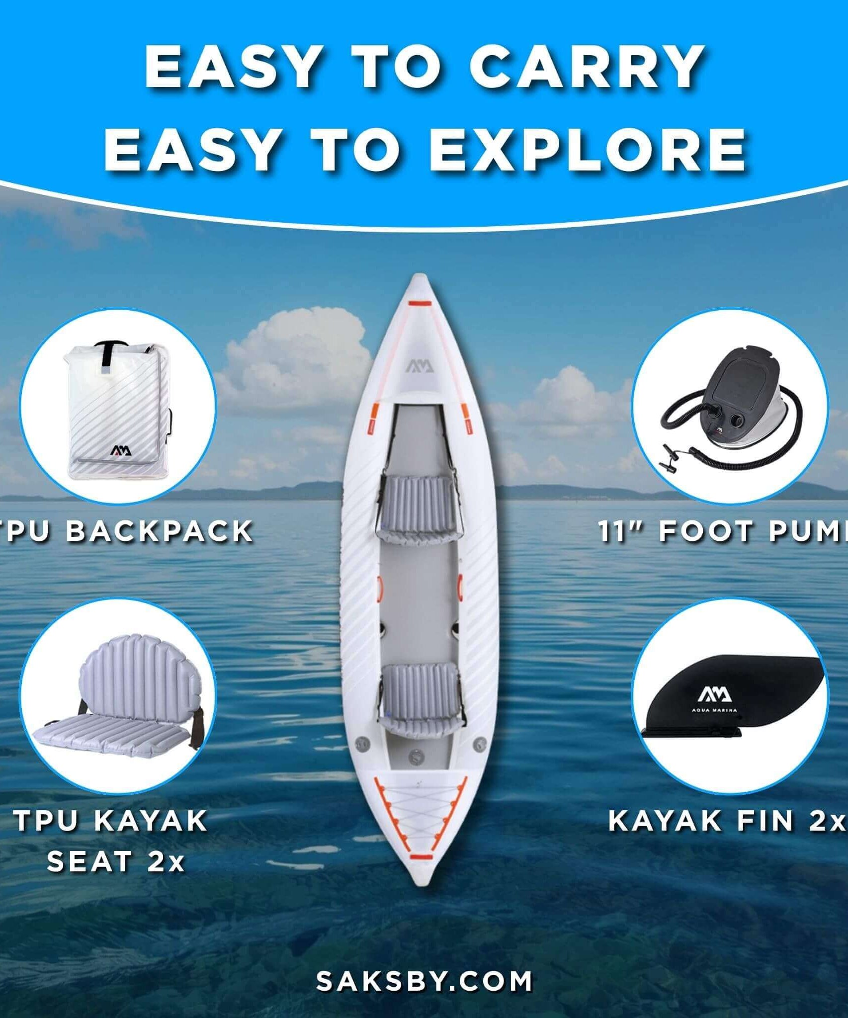 Aqua Marina Halve Ultra-Light Packayak™ 2-Person Kayak With DWF Deck [Paddle Excluded] [HA-398] (SAK41876)