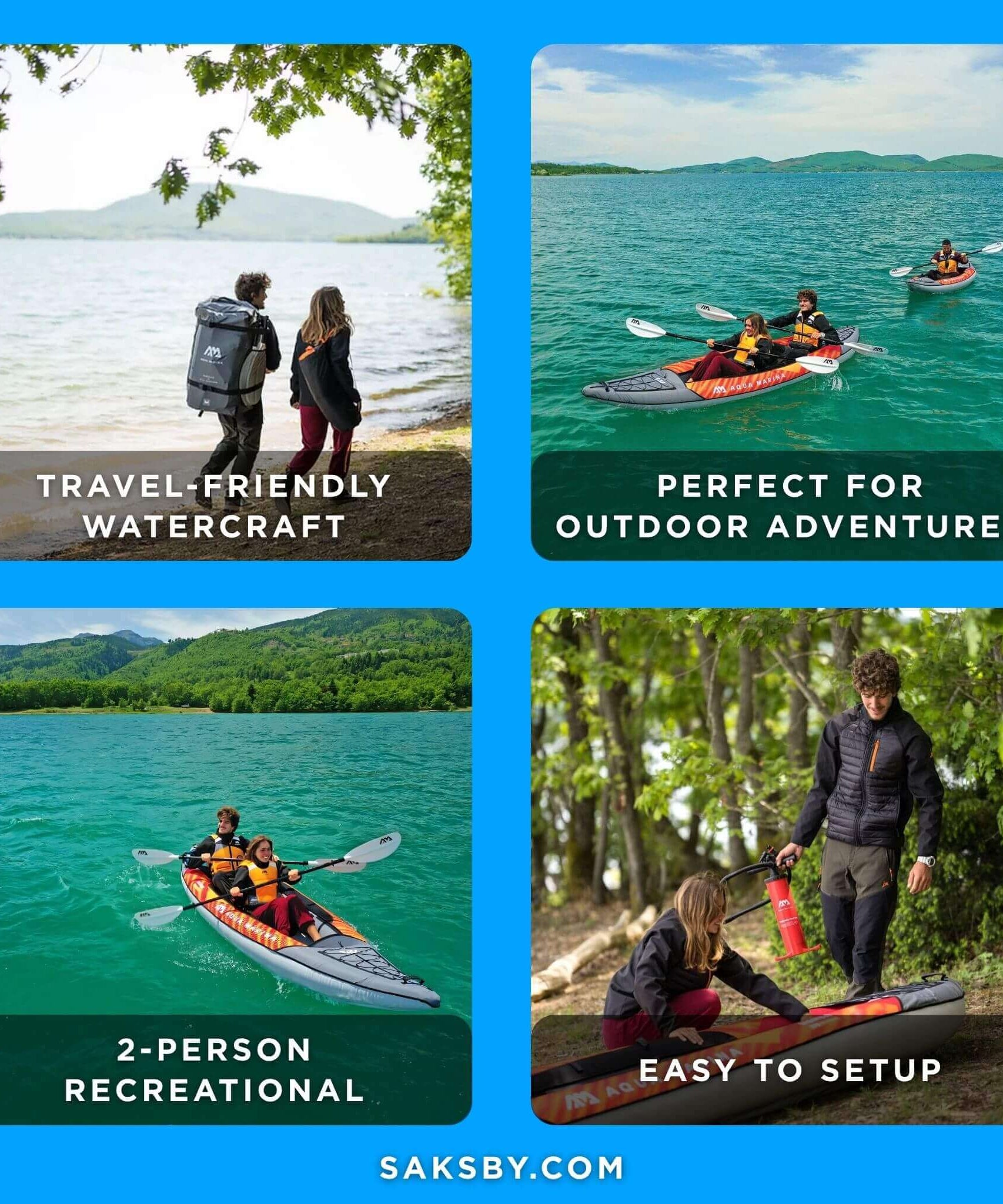 Aqua Marina Memba 390 Premium 12FT 2-Person Touring Kayak With DWF Deck And Paddles [ME-390] (SAK17282)