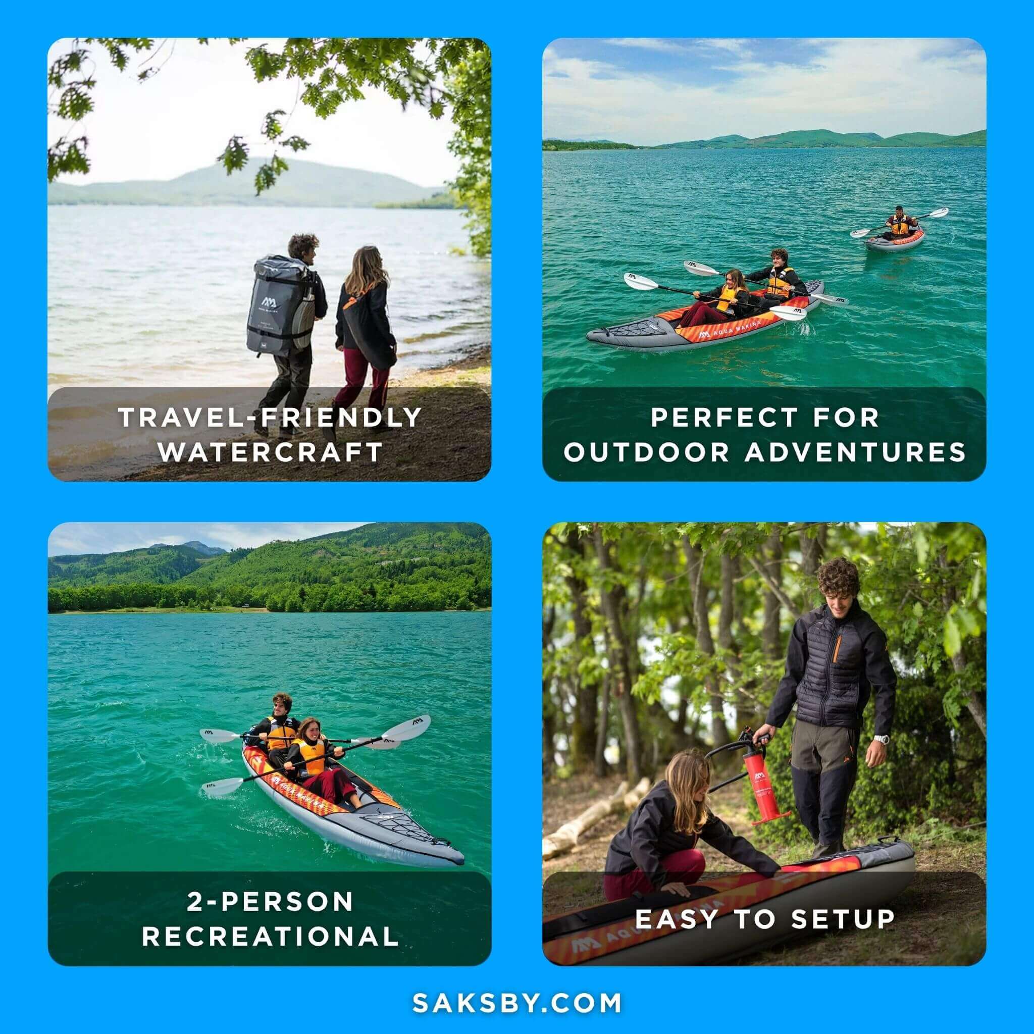 Aqua Marina Memba 390 Premium 12FT 2-Person Touring Kayak With DWF Deck And Paddles [ME-390] (SAK17282)
