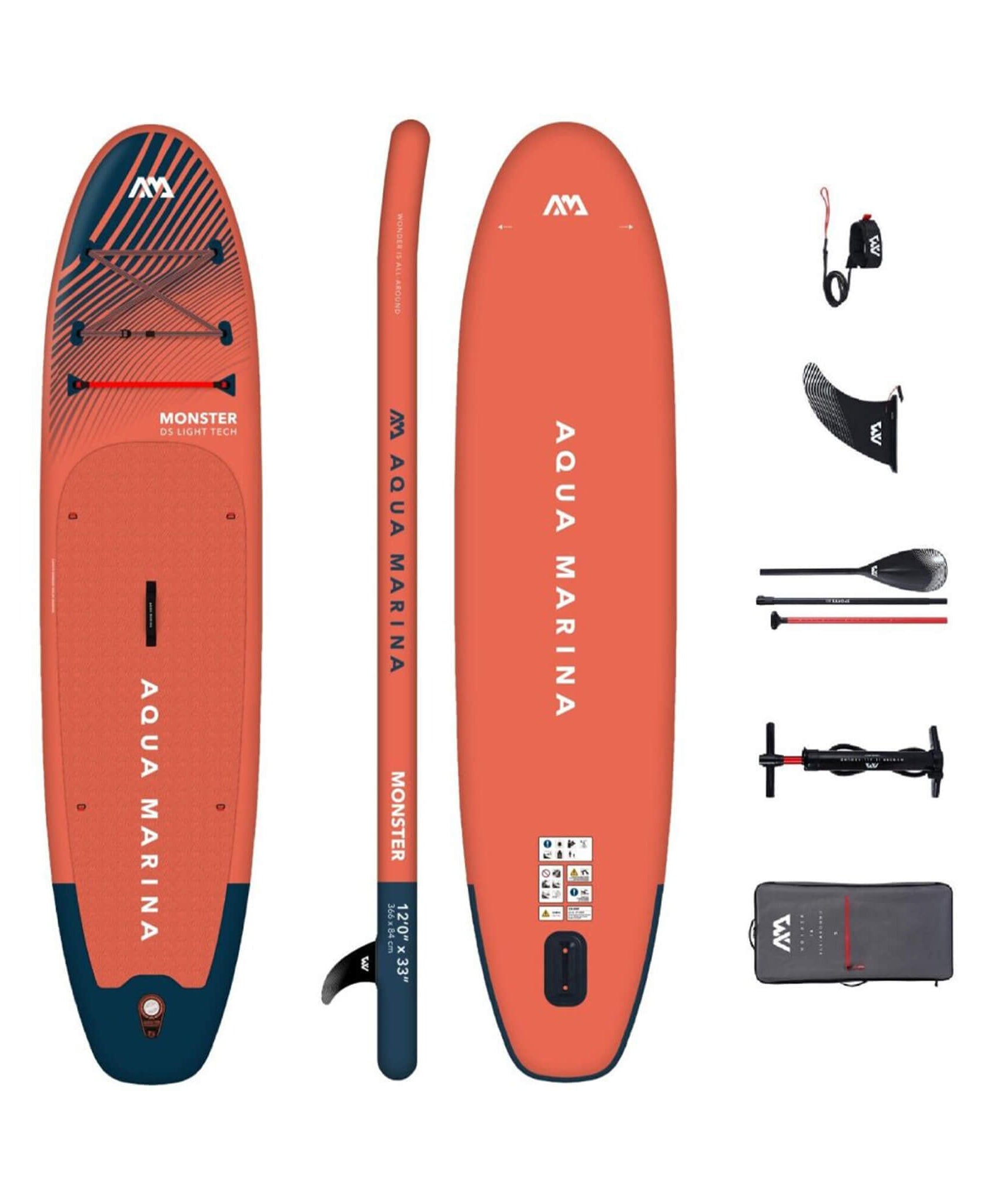 Aqua Marina Monster 12FT All-Around ISUP Sky Glider With Swift Attach Center Fin [BT-23MOP] (SAK56240)