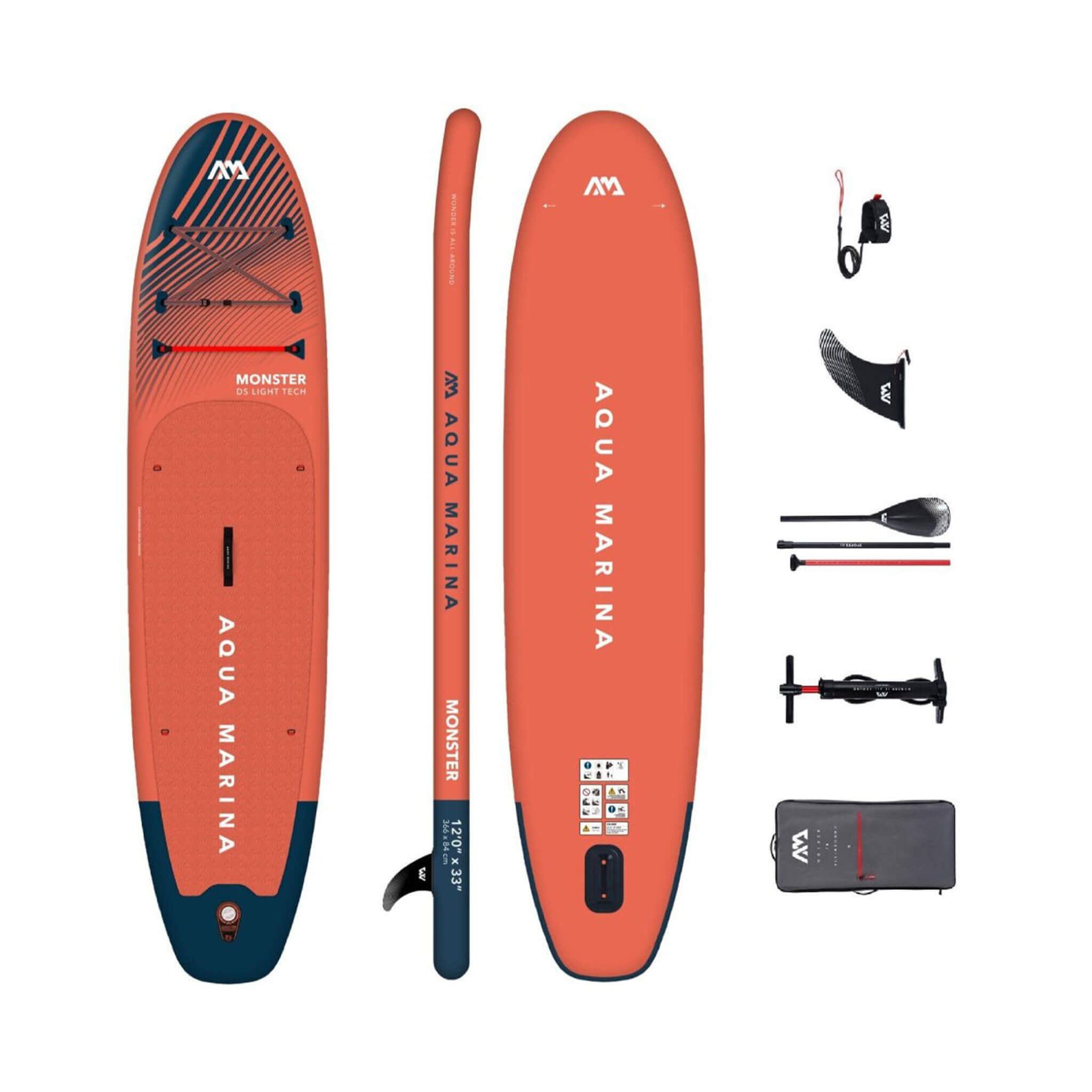 Aqua Marina Monster 12FT All-Around ISUP Sky Glider With Swift Attach Center Fin [BT-23MOP] (SAK56240)