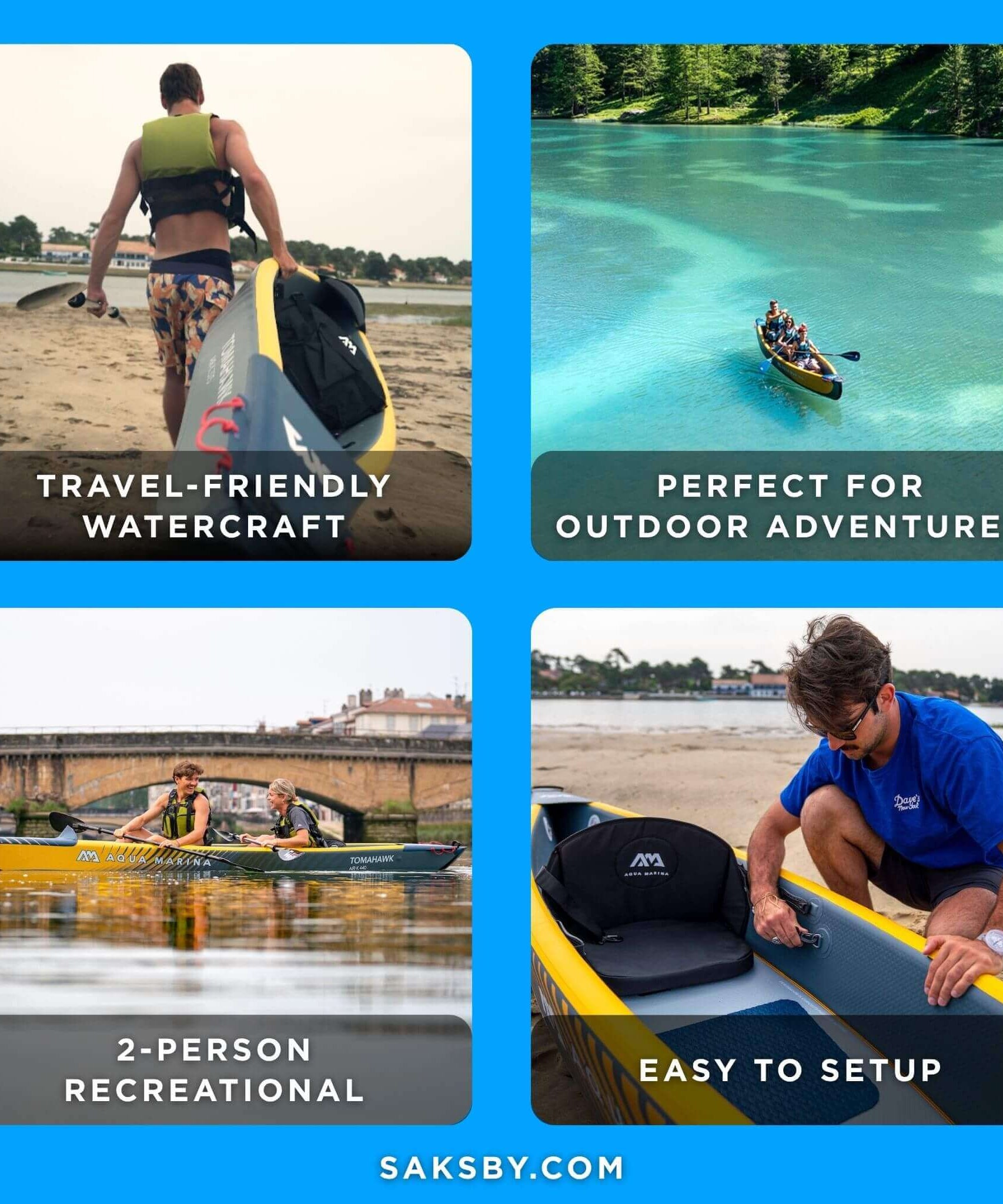 Aqua Marina Tomahawk AIR-K 440 14FT 2-Person High-Pressure Speed Inflatable Kayak [Paddle Excluded] [AIR-K440] (SAK31482)