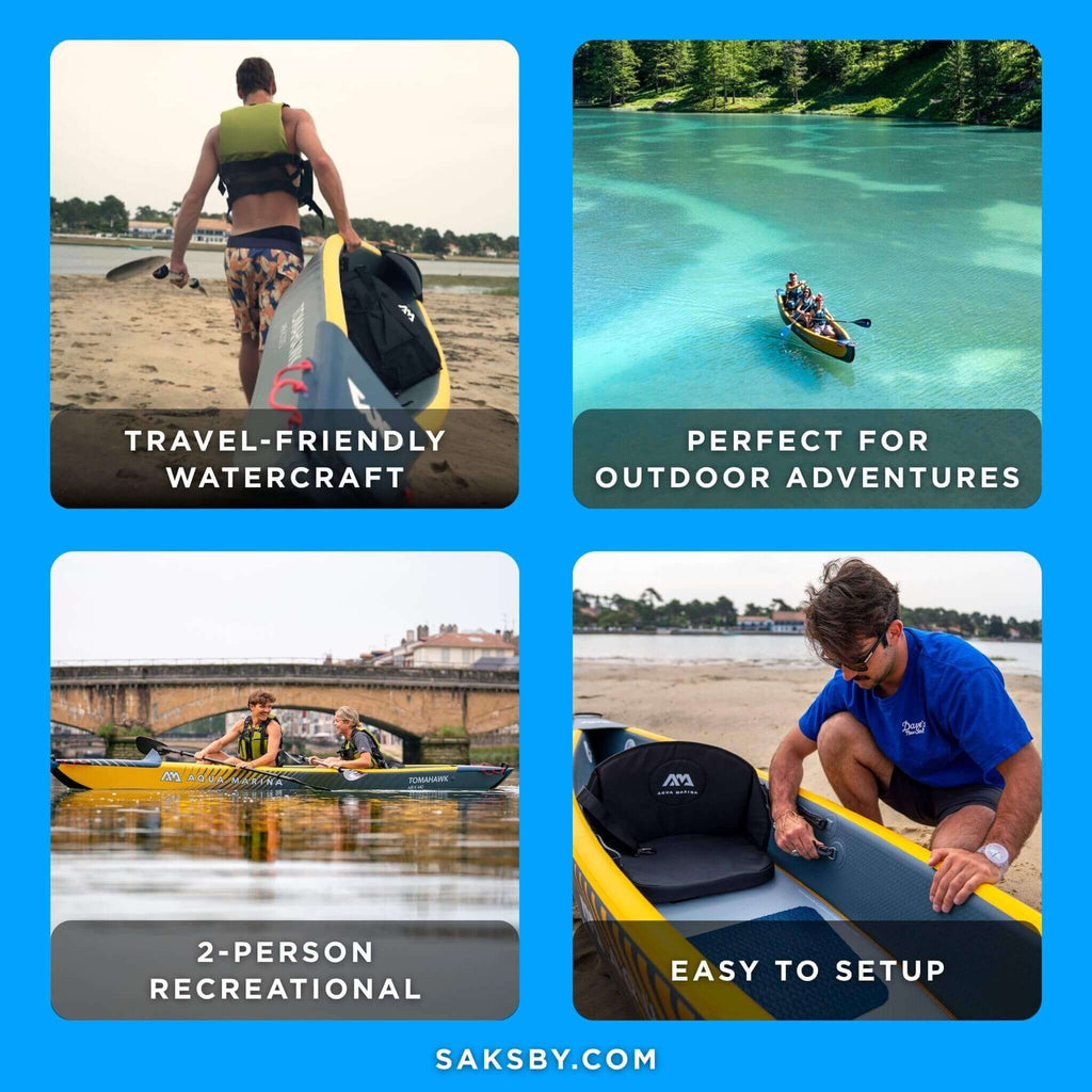 Aqua Marina Tomahawk AIR-K 440 14FT 2-Person High-Pressure Speed Inflatable Kayak [Paddle Excluded] [AIR-K440] (SAK31482)