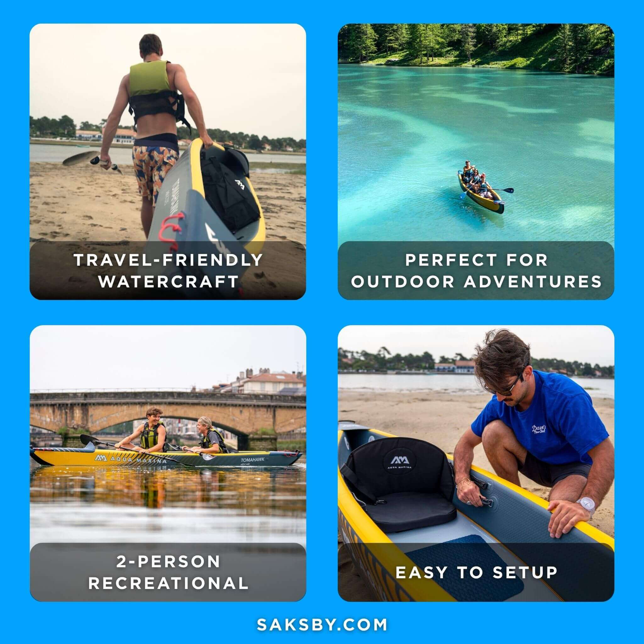Aqua Marina Tomahawk AIR-K 440 14FT 2-Person High-Pressure Speed Inflatable Kayak [Paddle Excluded] [AIR-K440] (SAK31482)