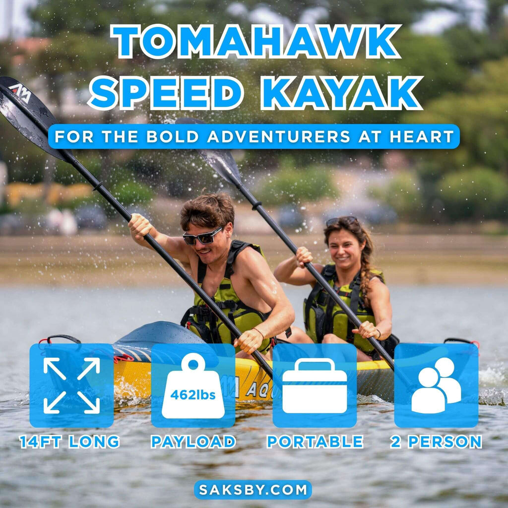 Aqua Marina Tomahawk AIR-K 440 14FT 2-Person High-Pressure Speed Inflatable Kayak [Paddle Excluded] [AIR-K440] (SAK31482)