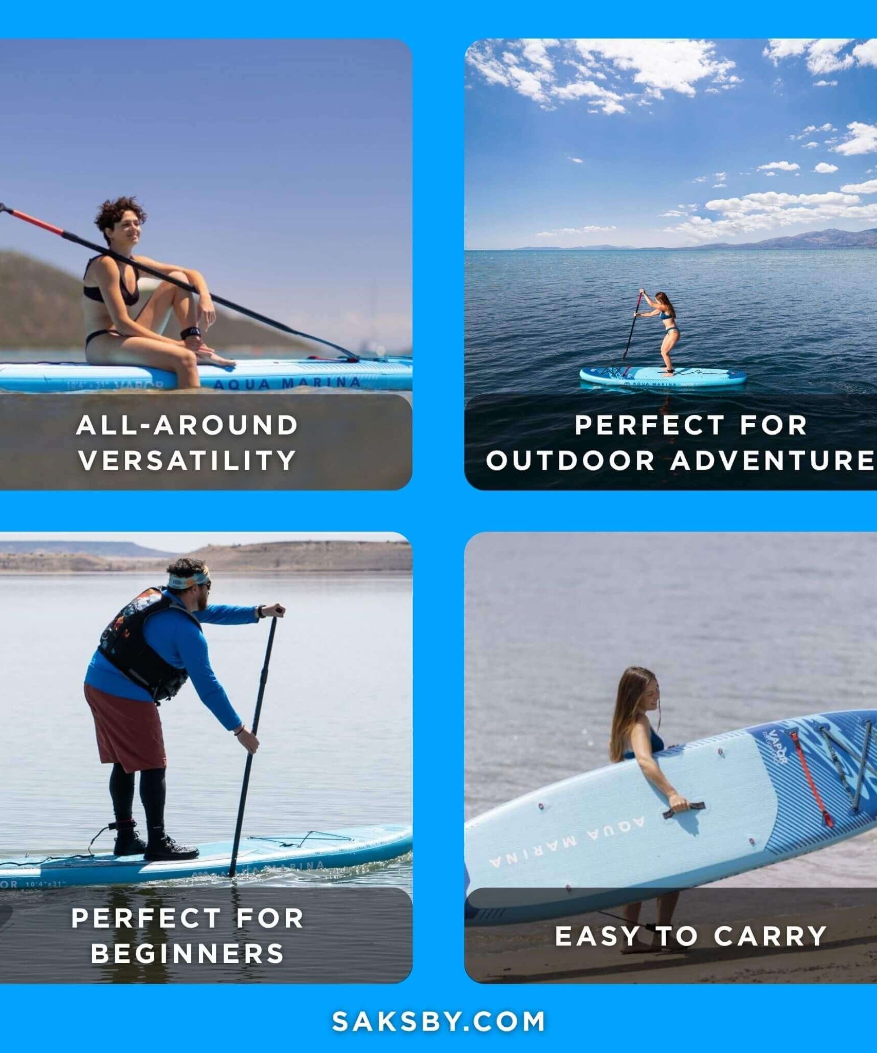 Aqua Marina Vapor 10FT All-Around SUP W/ Sand Ripple Grooved EVA Footpad [BT-23VAP] (SAK60532)
