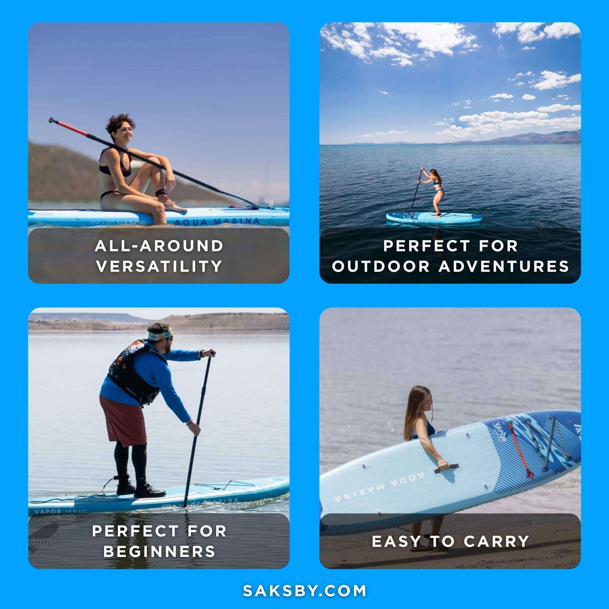 Aqua Marina Vapor 10FT All-Around SUP W/ Sand Ripple Grooved EVA Footpad [BT-23VAP] (SAK60532)