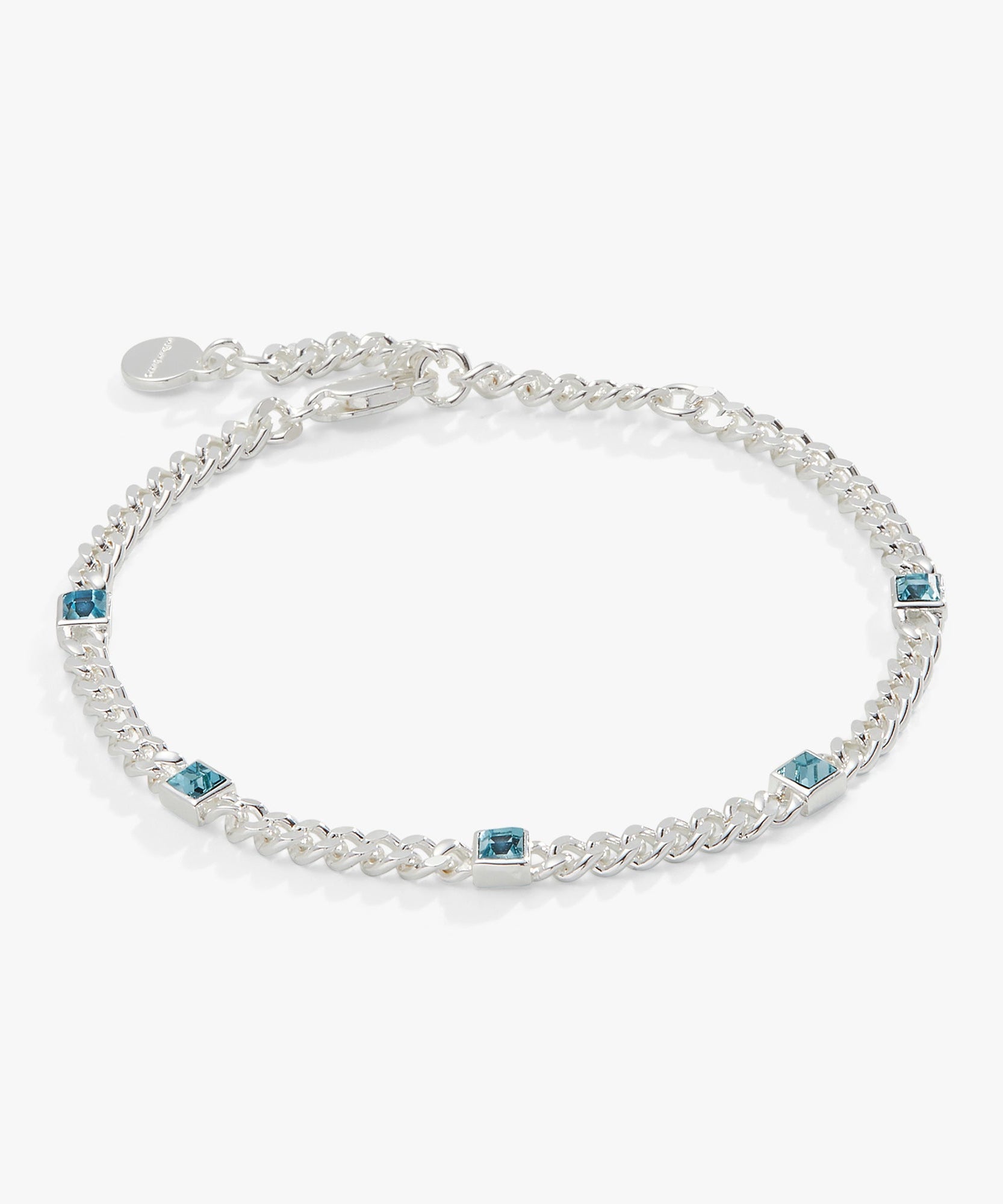 March Birthstone Aquamarine Curb Chain Bracelet